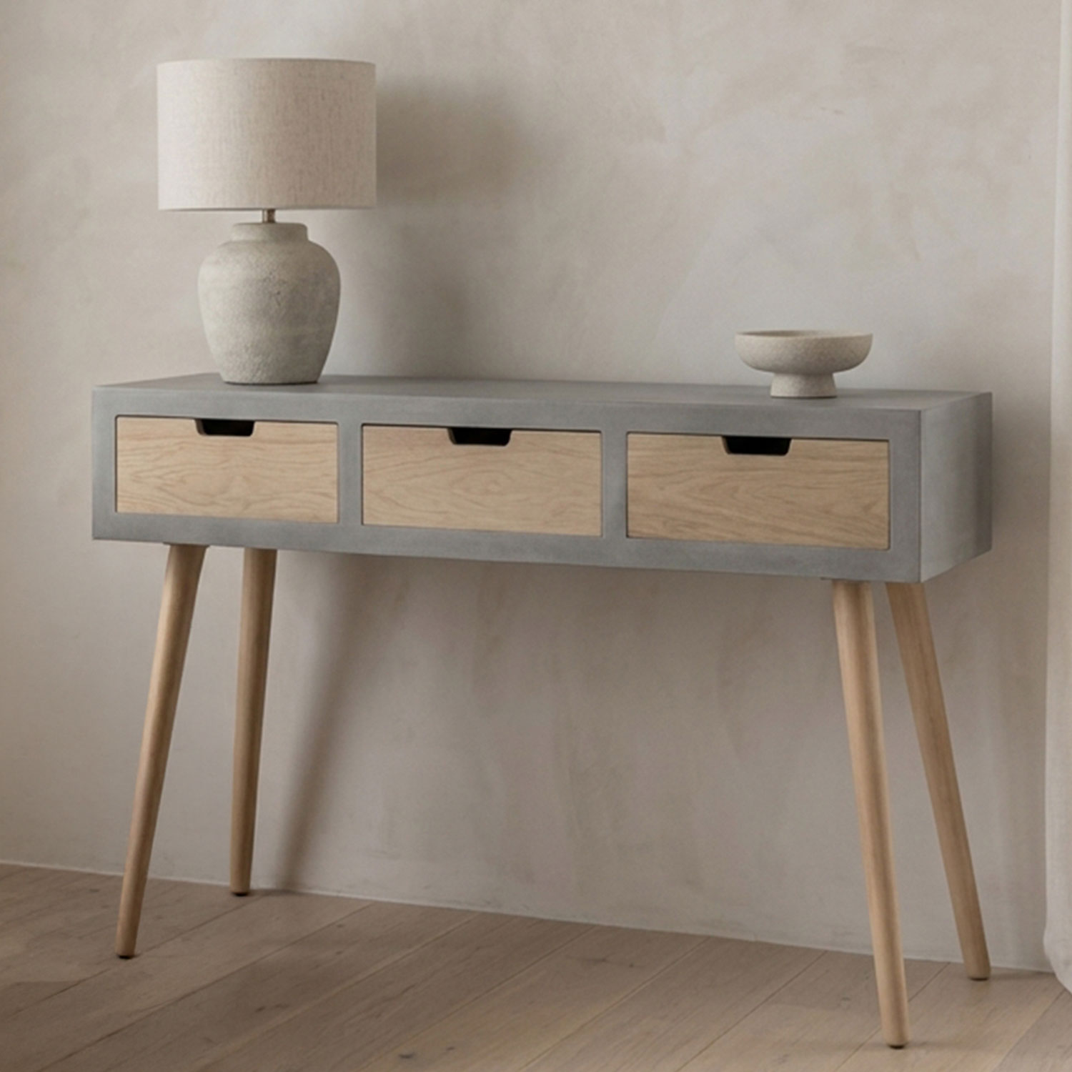 Console scandinave 3 tiroirs Tatum Gris