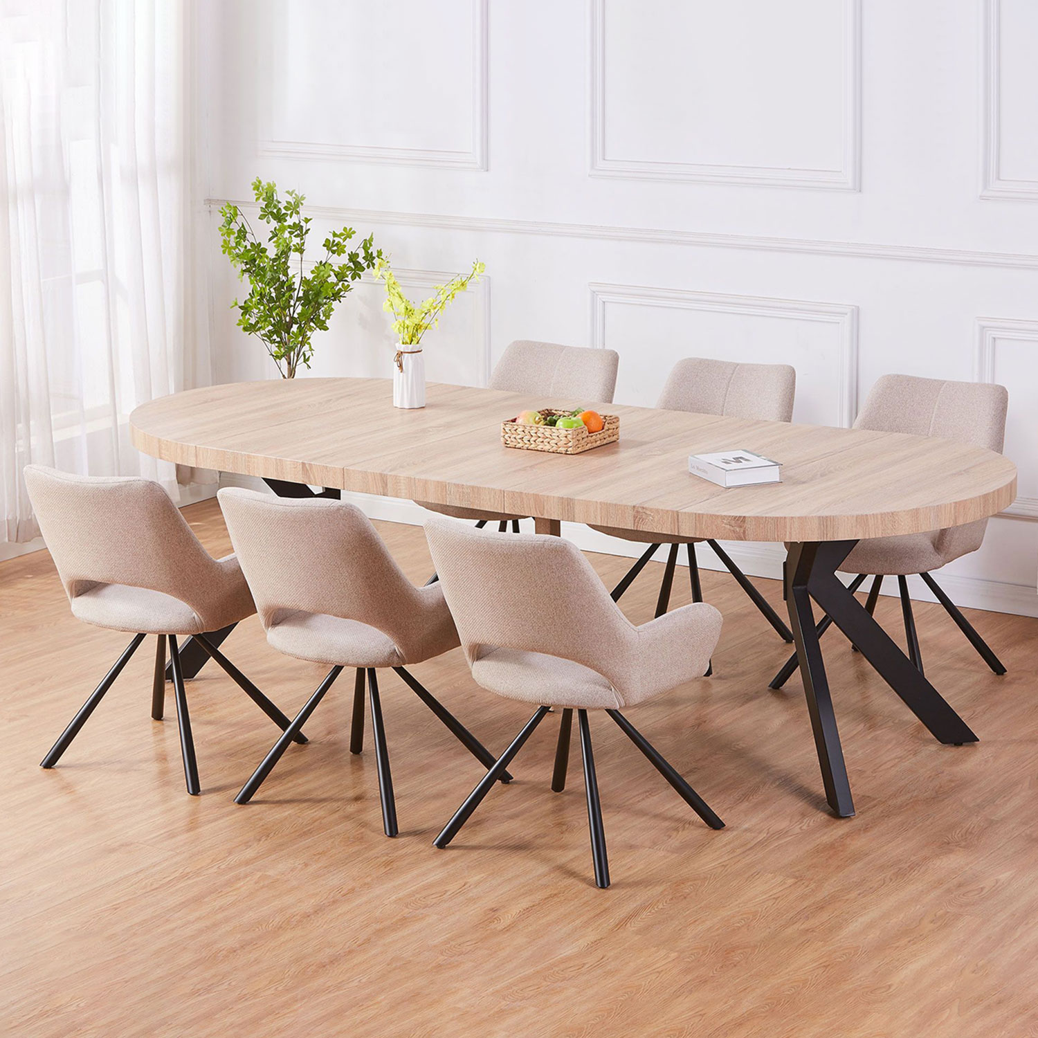 Table ronde extensible Myriade Noir et Chêne Clair
