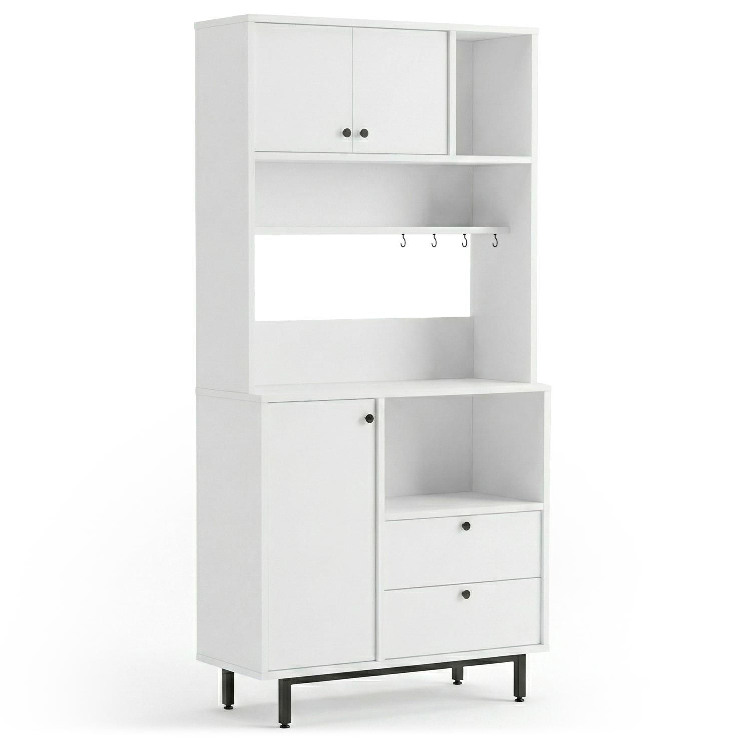 Armoire de cuisine moderne 4 portes et 2 tiroirs Axyl L88xH180cm Blanc