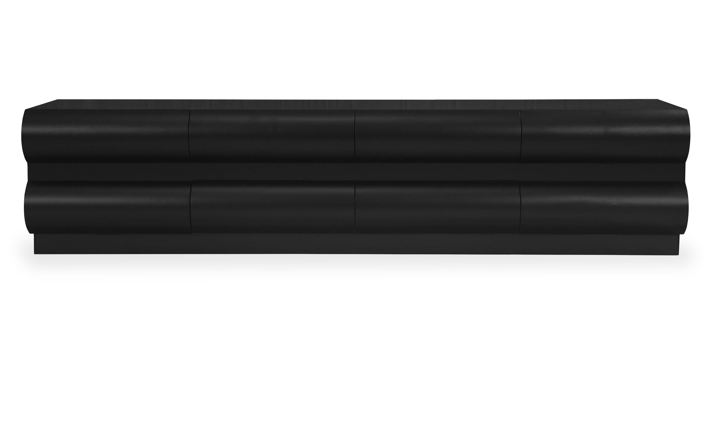Meuble tv 8 tiroirs arrondis Mezade Bois Noir