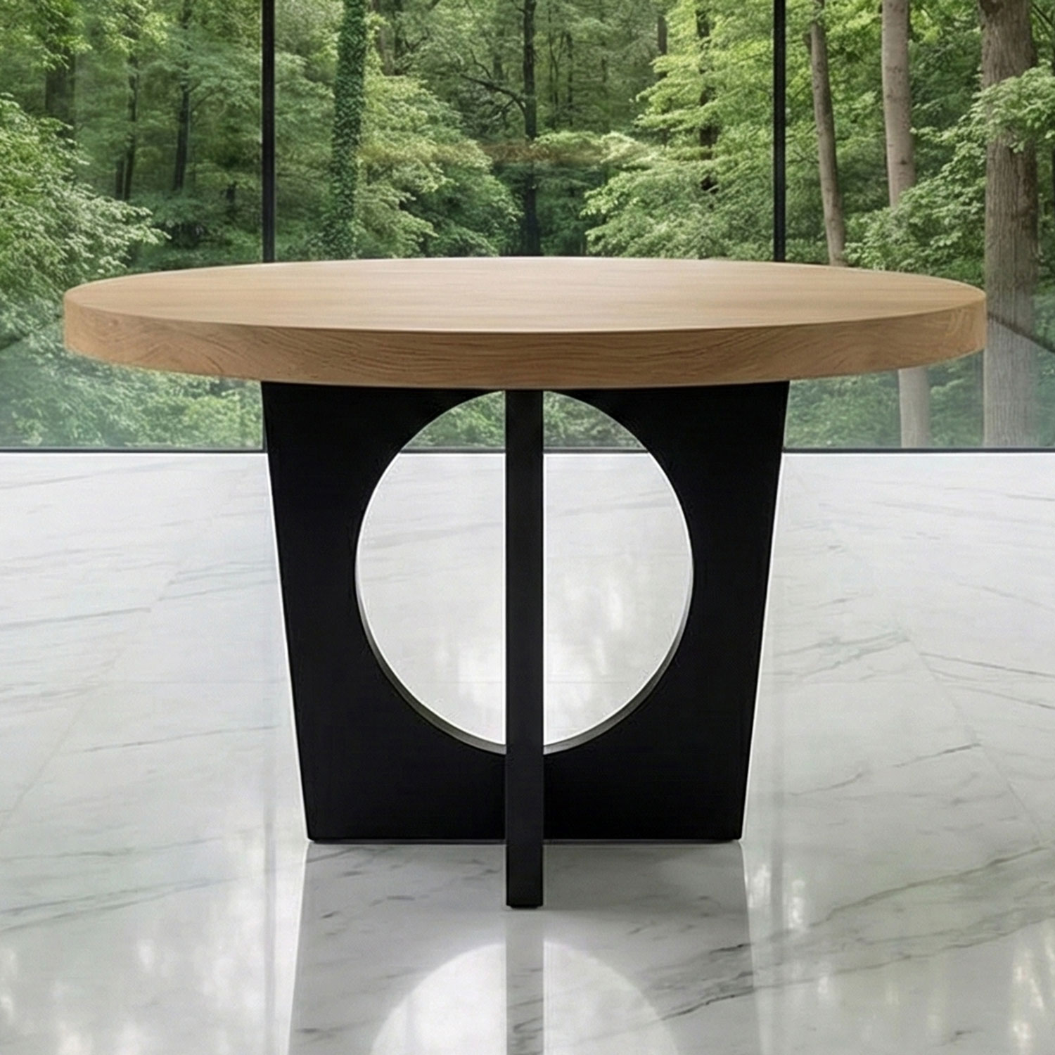 Table ronde extensible Kalipso Chêne Clair et Noir