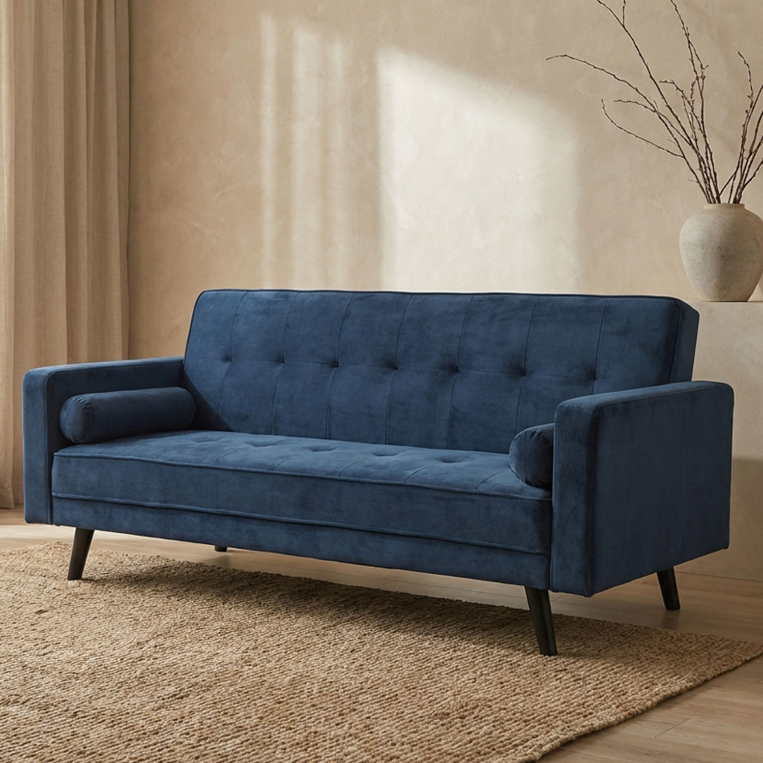 Canapé convertible clic-clac scandinave Slow Velours Bleu
