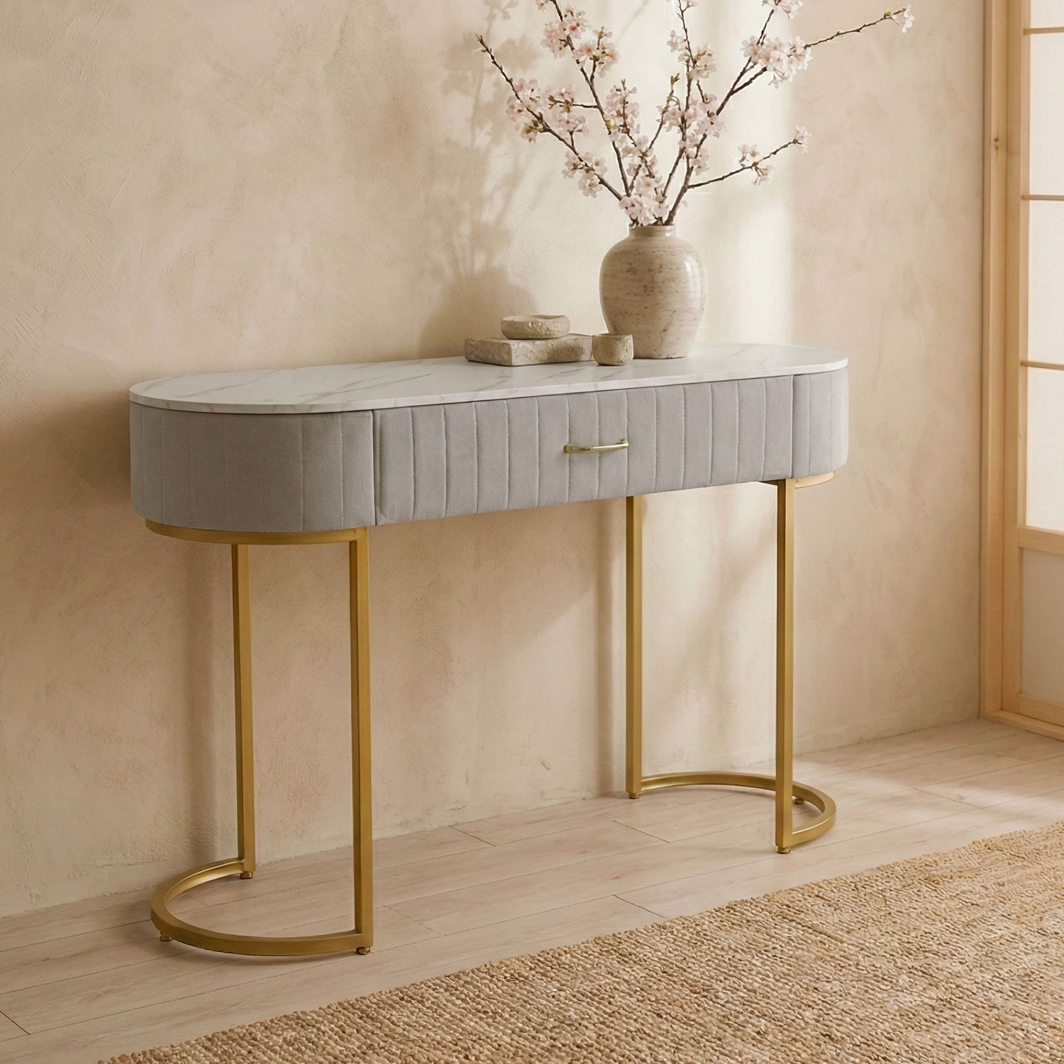 Coiffeuse Paloma 1 tiroir Velours Taupe