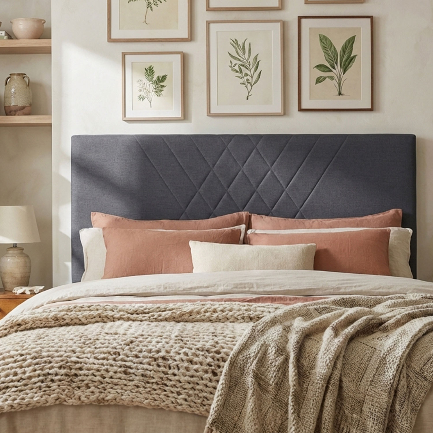 Tête de lit Diam 180cm Tissu Gris Foncé