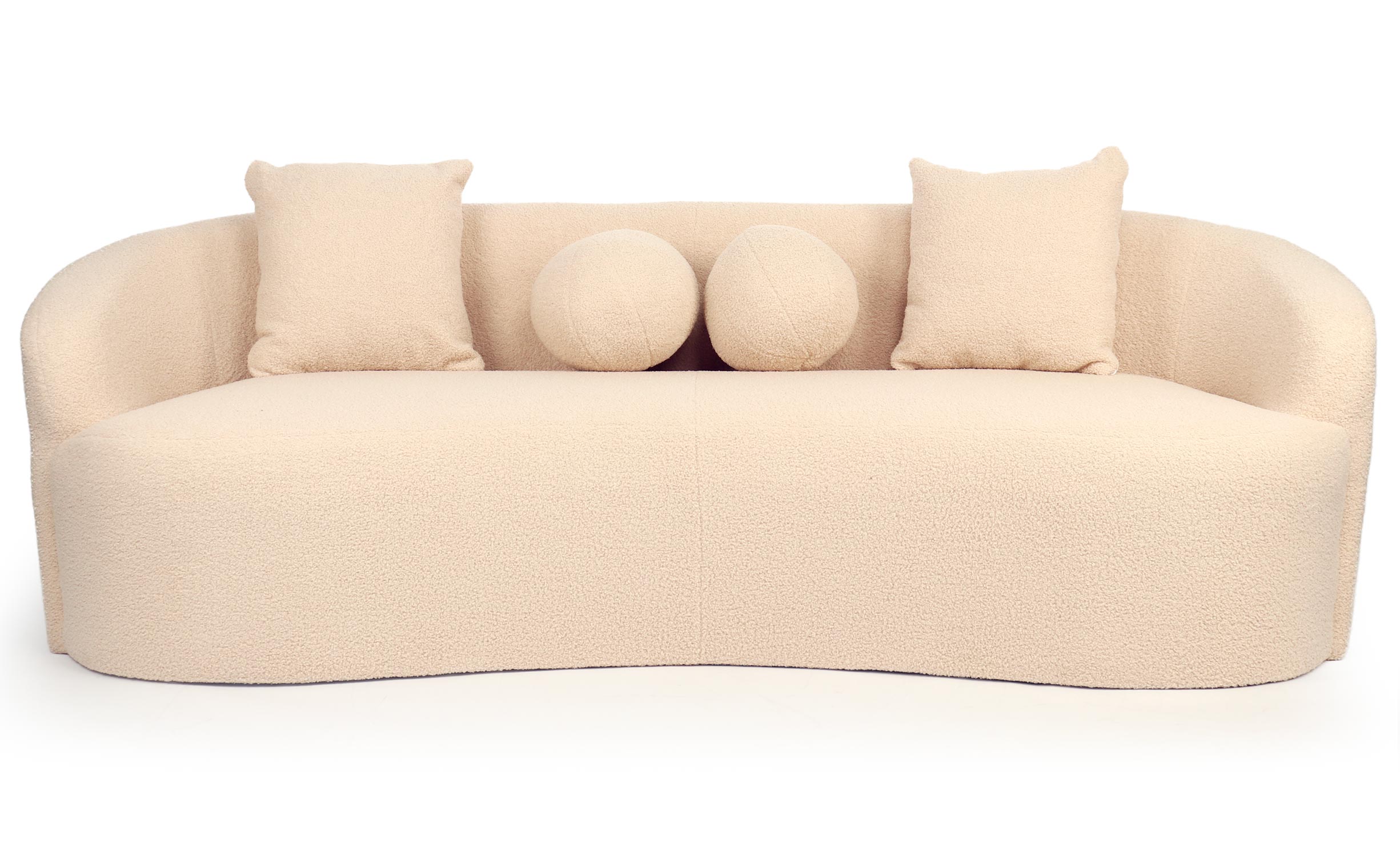 Canapé 4 places au design élégant et incurvé Alex XL Tissu bouclette Beige
