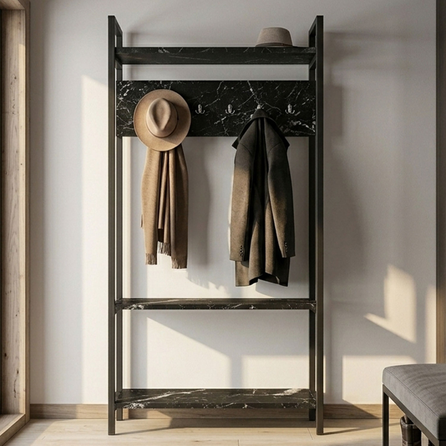 Vestiaire avec étagères et patères Marcadet Noir