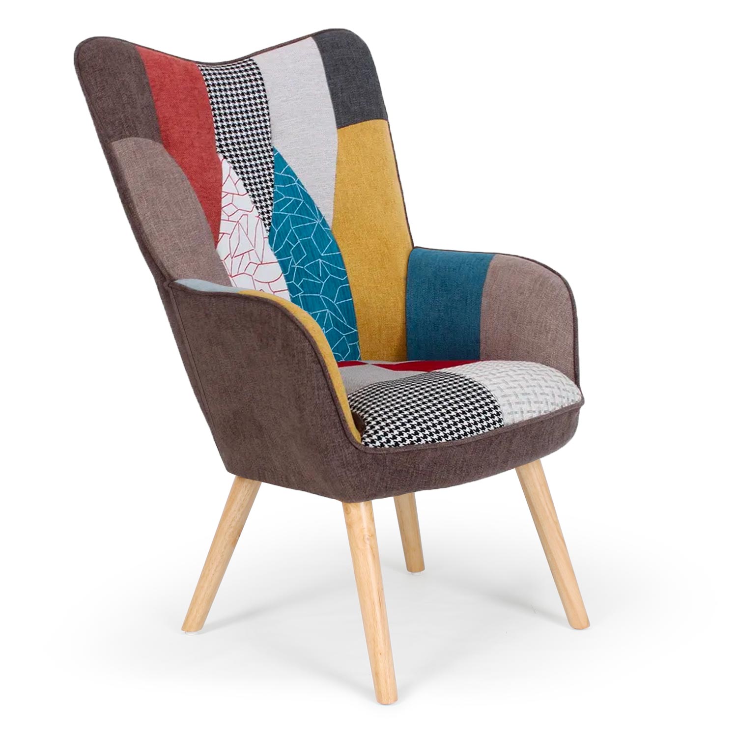 Fauteuil scandinave Klarys Tissu Patchwork