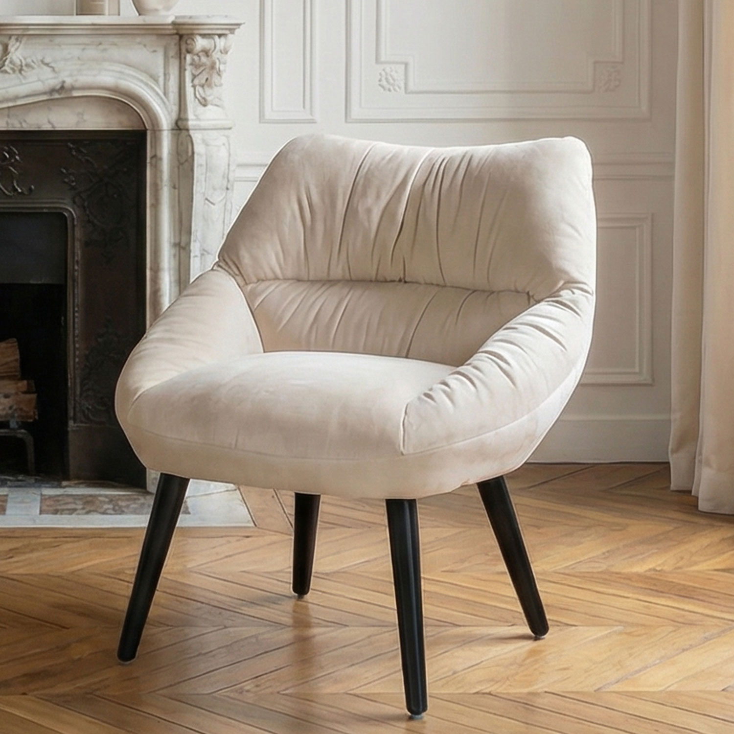 Fauteuil moderne et confortable Patrick Velours Beige
