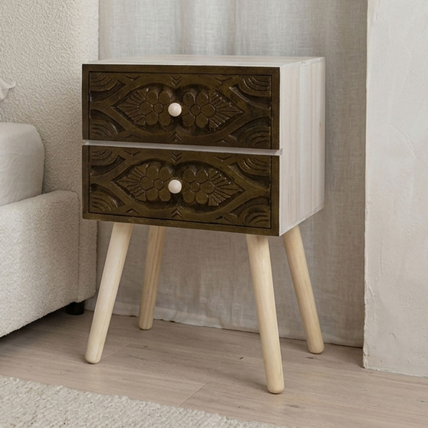 Table de chevet Catana 2 tiroirs Marron