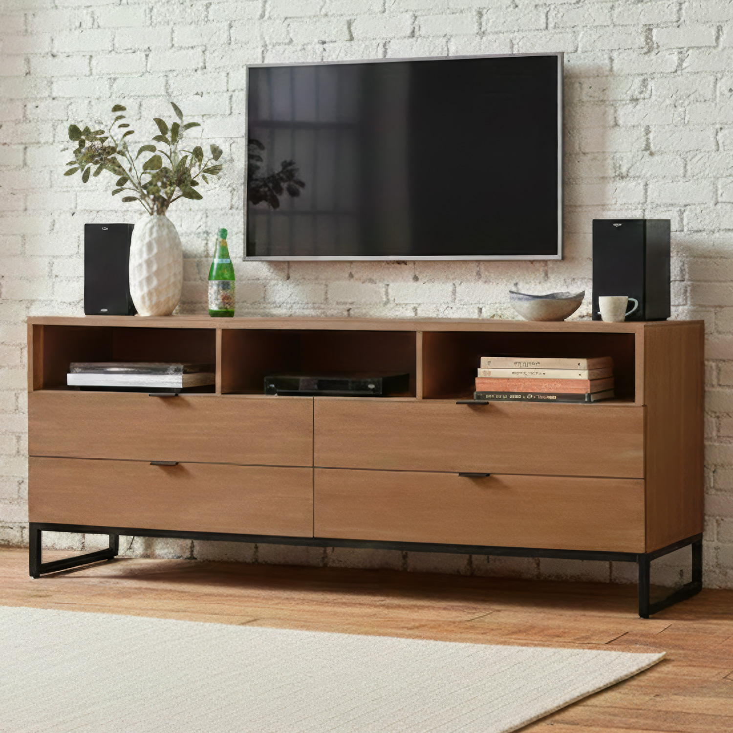 Meuble TV Panara L150cm Bois d'acacia patiné