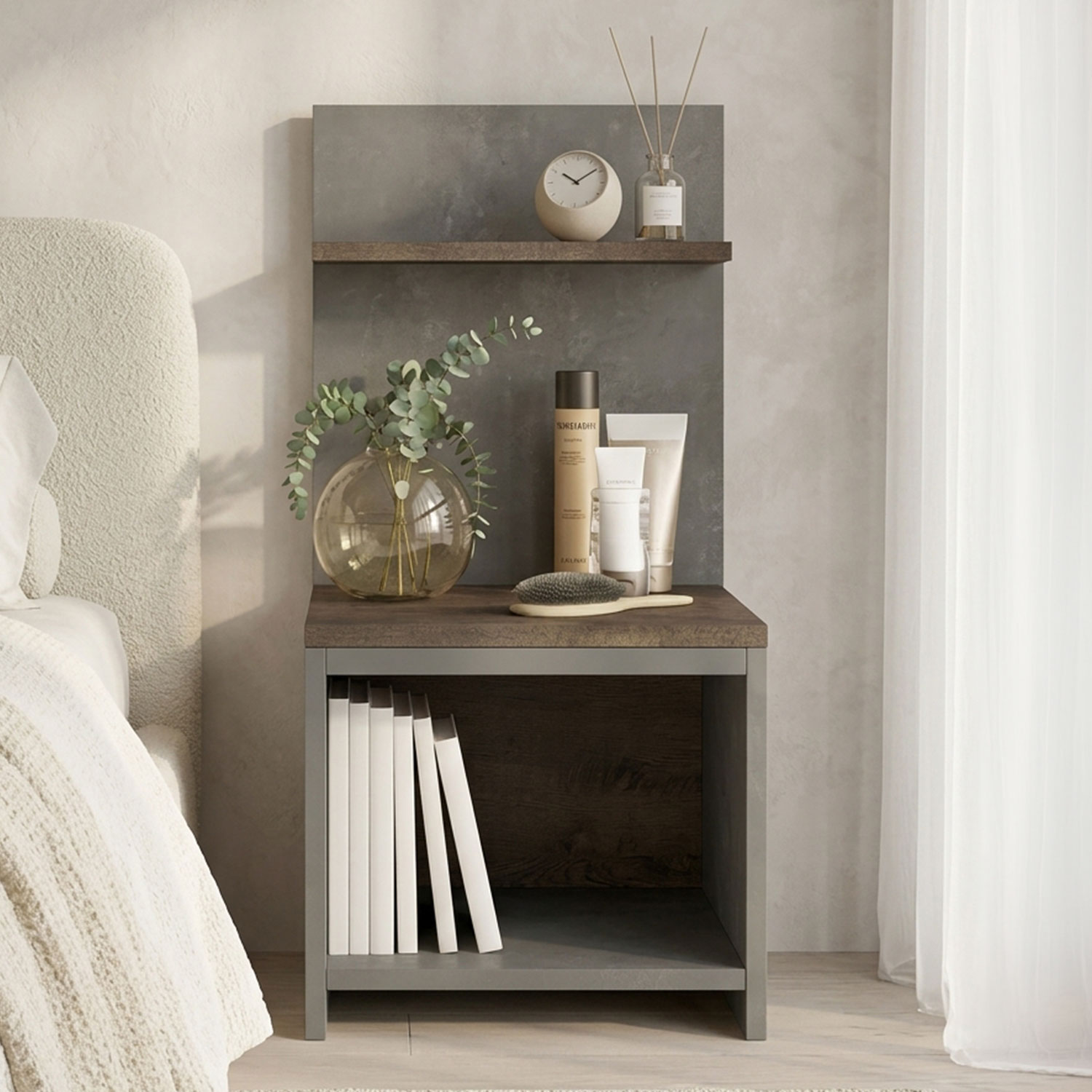 Table de chevet Wasat L44,5xH90cm Bronze et Anthracite