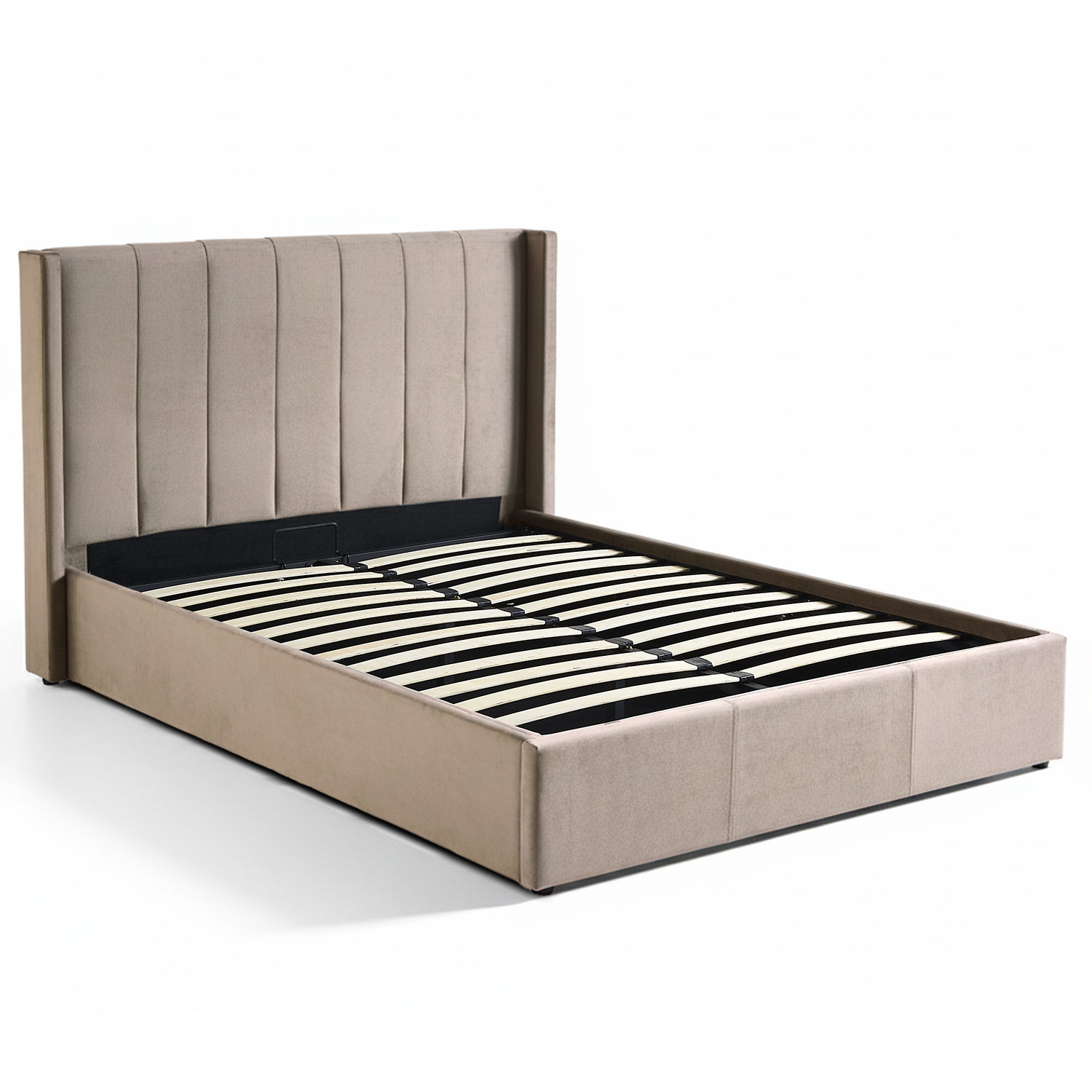 Lit double Magorial avec sommier relevable 160x200cm Velours Taupe