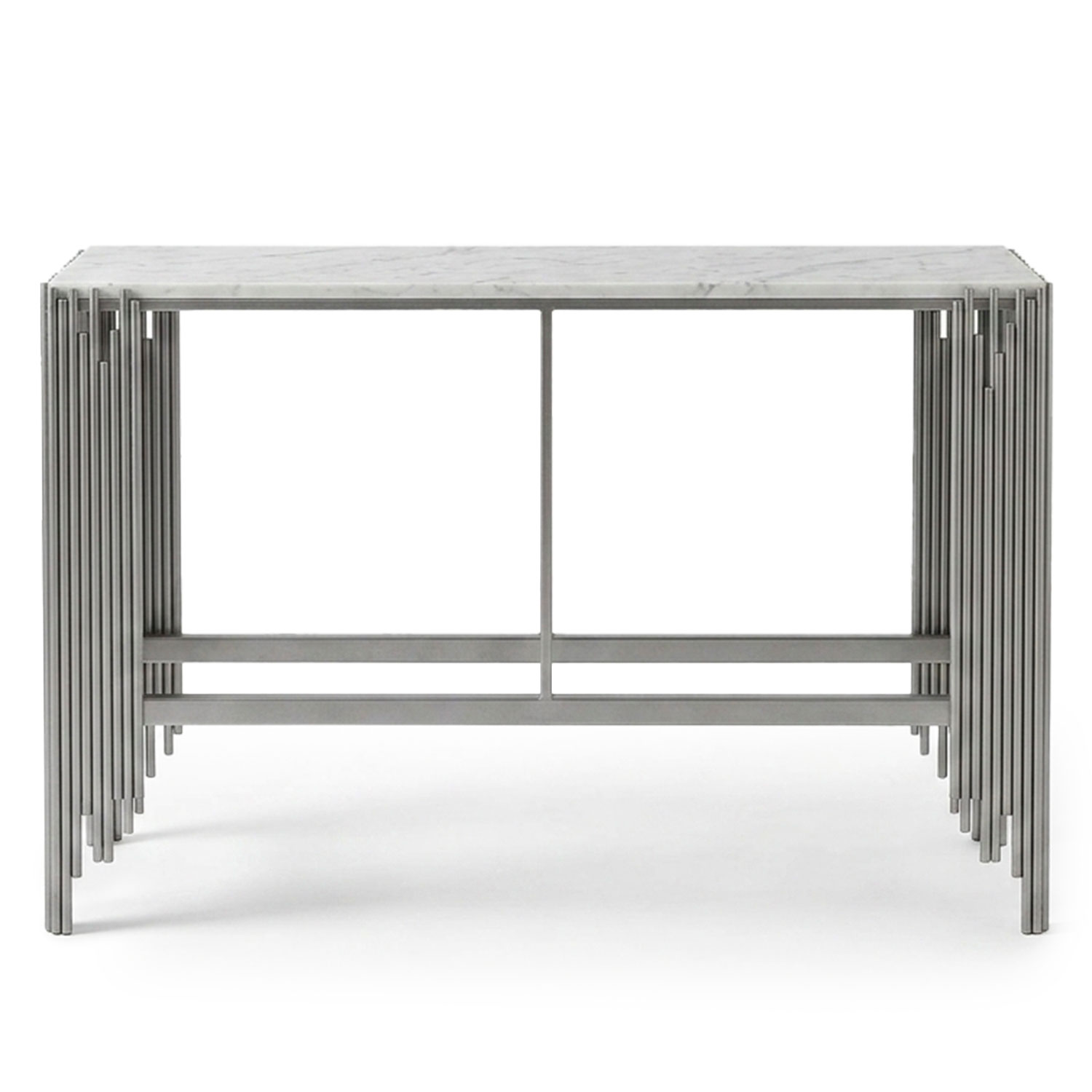 Console design Marbre Blanc et Métal Argent