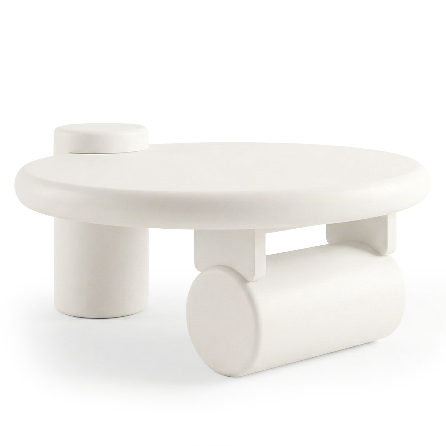 Table basse ronde asymétrique 100cm Yang Crème