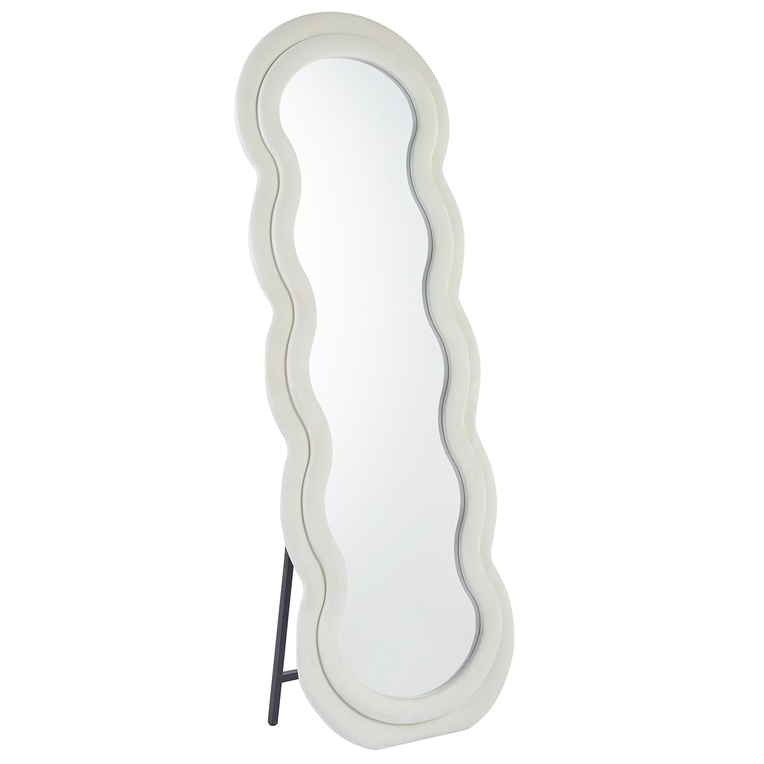 Miroir en pied décoratif design ondulé Andromak 70x170cm Velours Crème