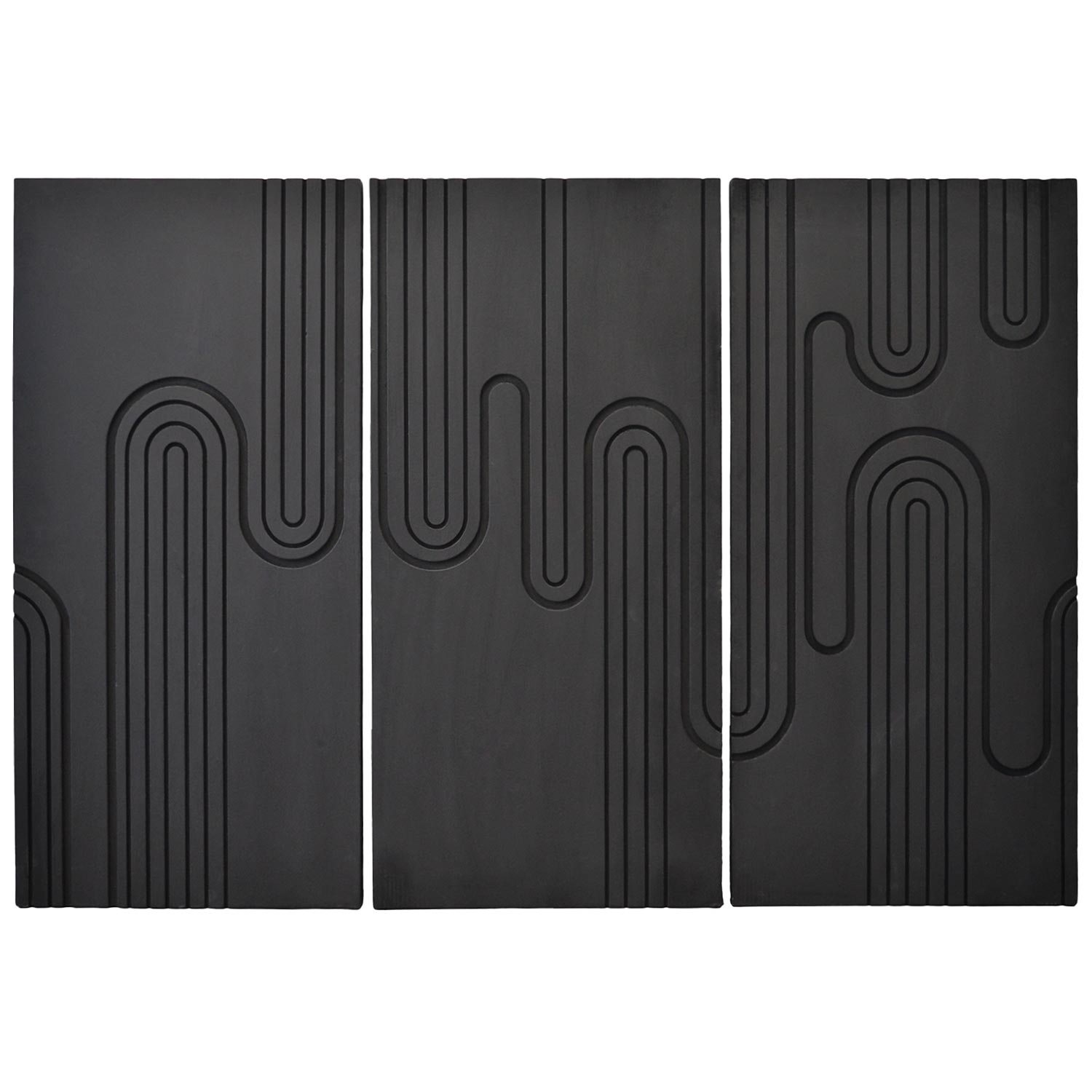 Tête de lit murale triptyque Aurore 160cm Bois sculpté Noir