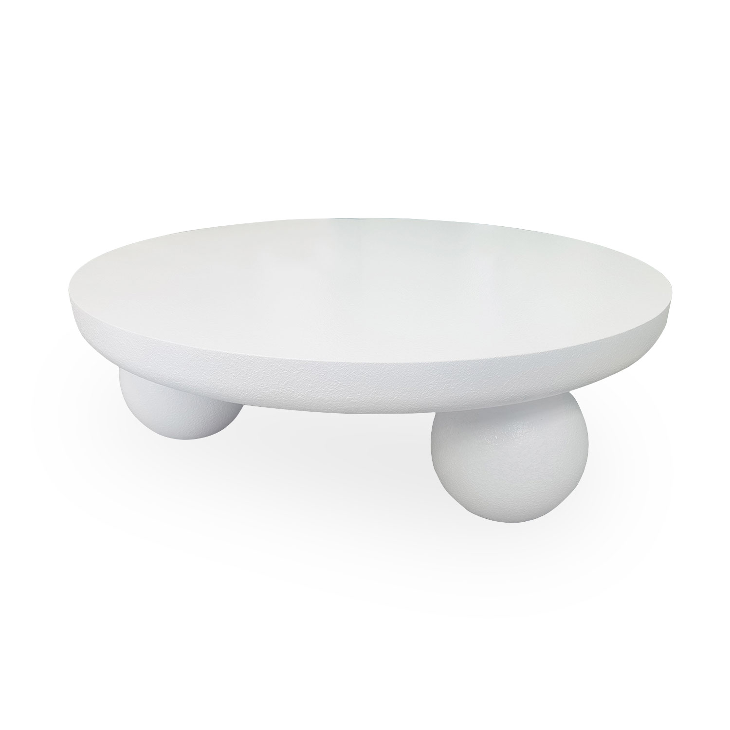 Table basse contemporaine design rond Bonnie L100cm texture minérale Blanc