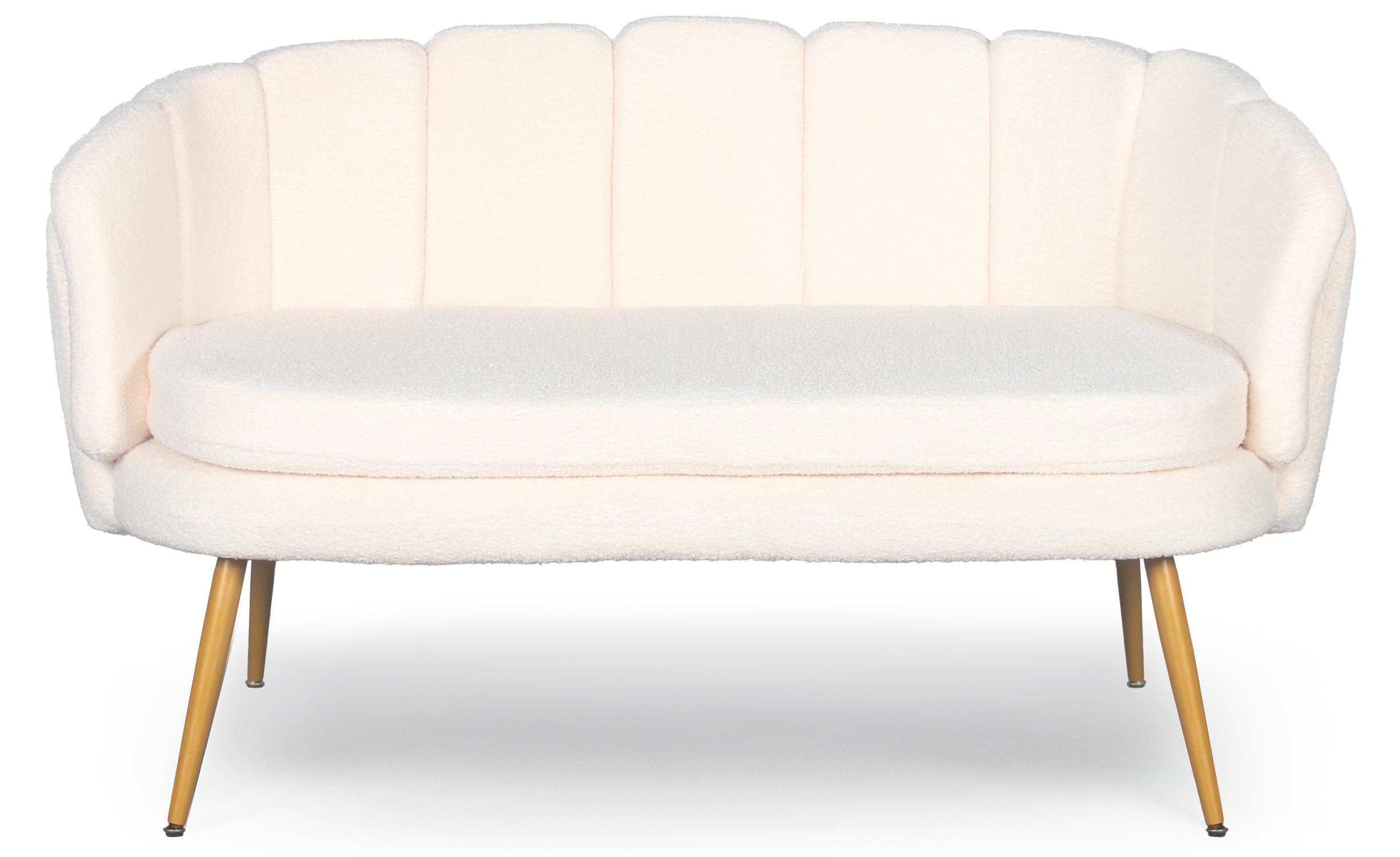 Canapé 2 places arrondi Brenda Tissu bouclette Beige