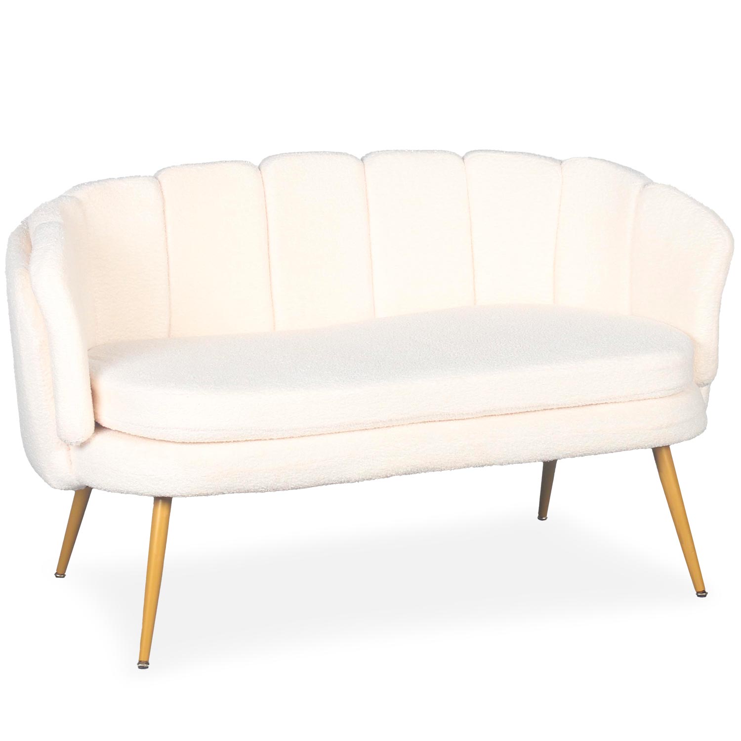 Canapé 2 places arrondi Brenda Tissu bouclette Beige