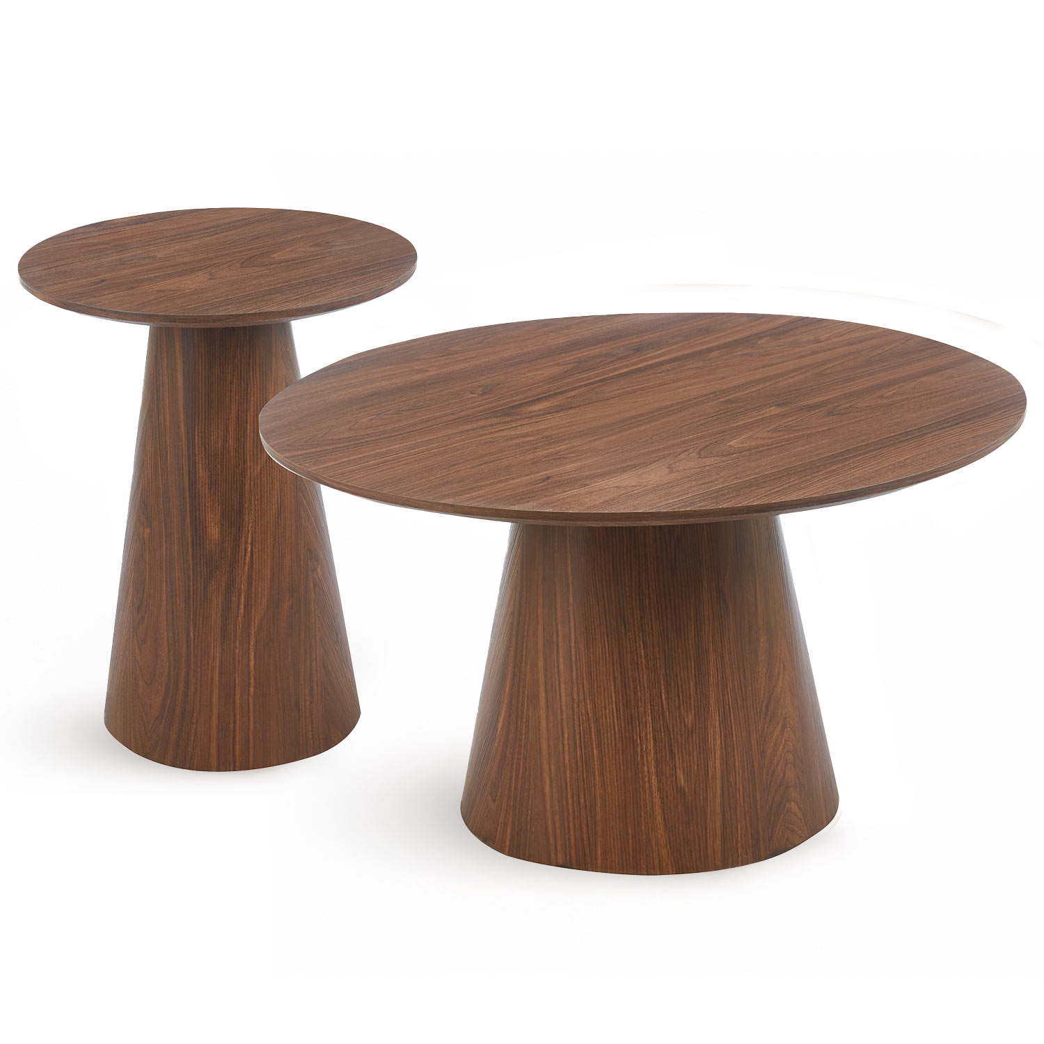 Ensemble de 2 tables basses rondes Callie Bois noisette