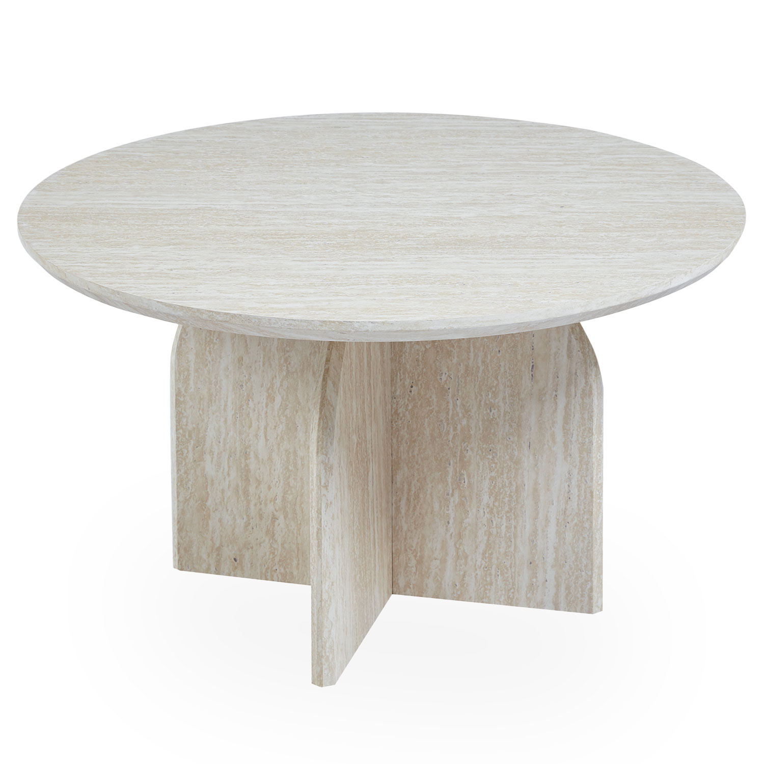 Table basse ronde élégante 80cm Calyptus Effet travertin Beige