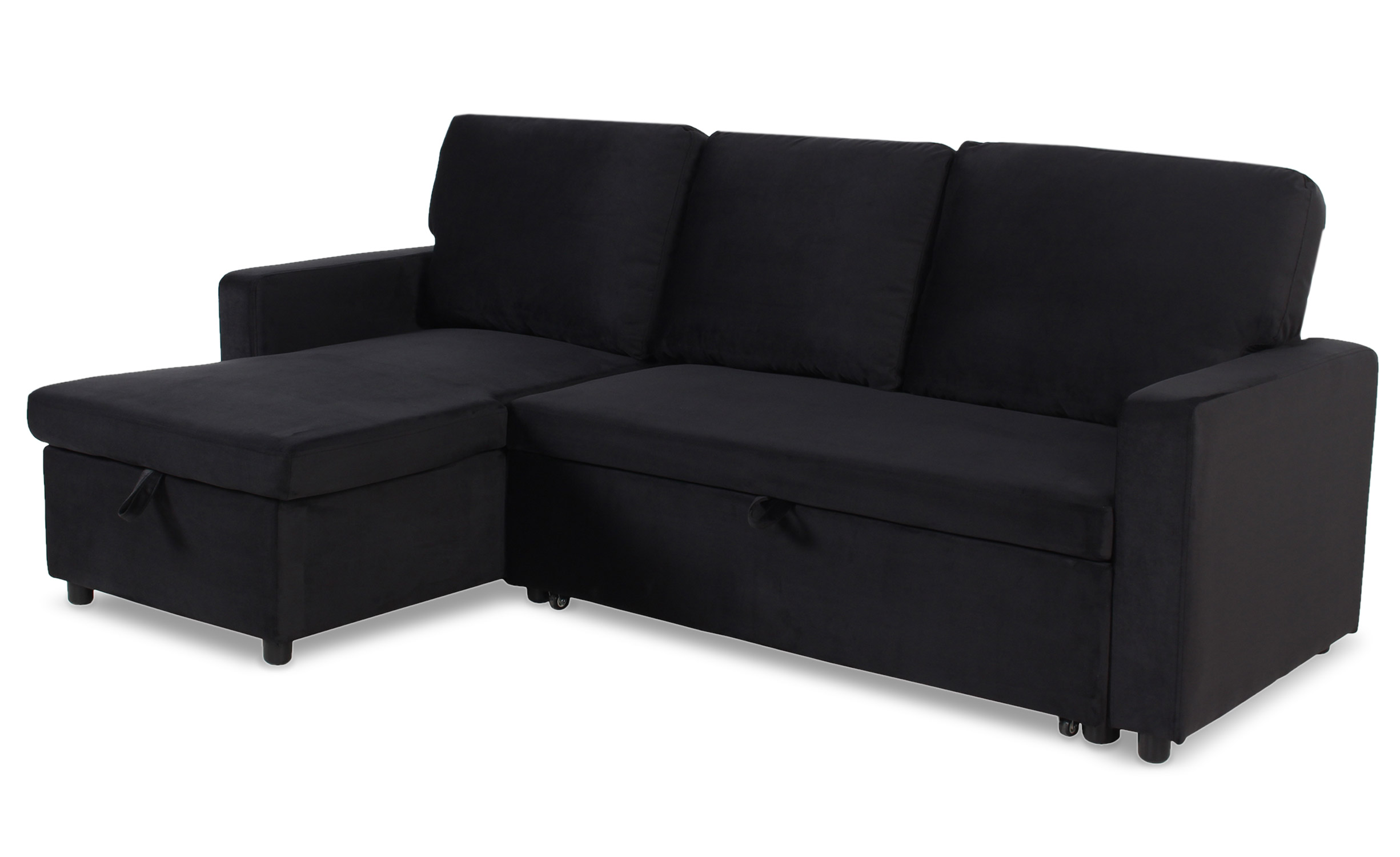 Canapé convertible avec angle réversible Baleares Velours Noir