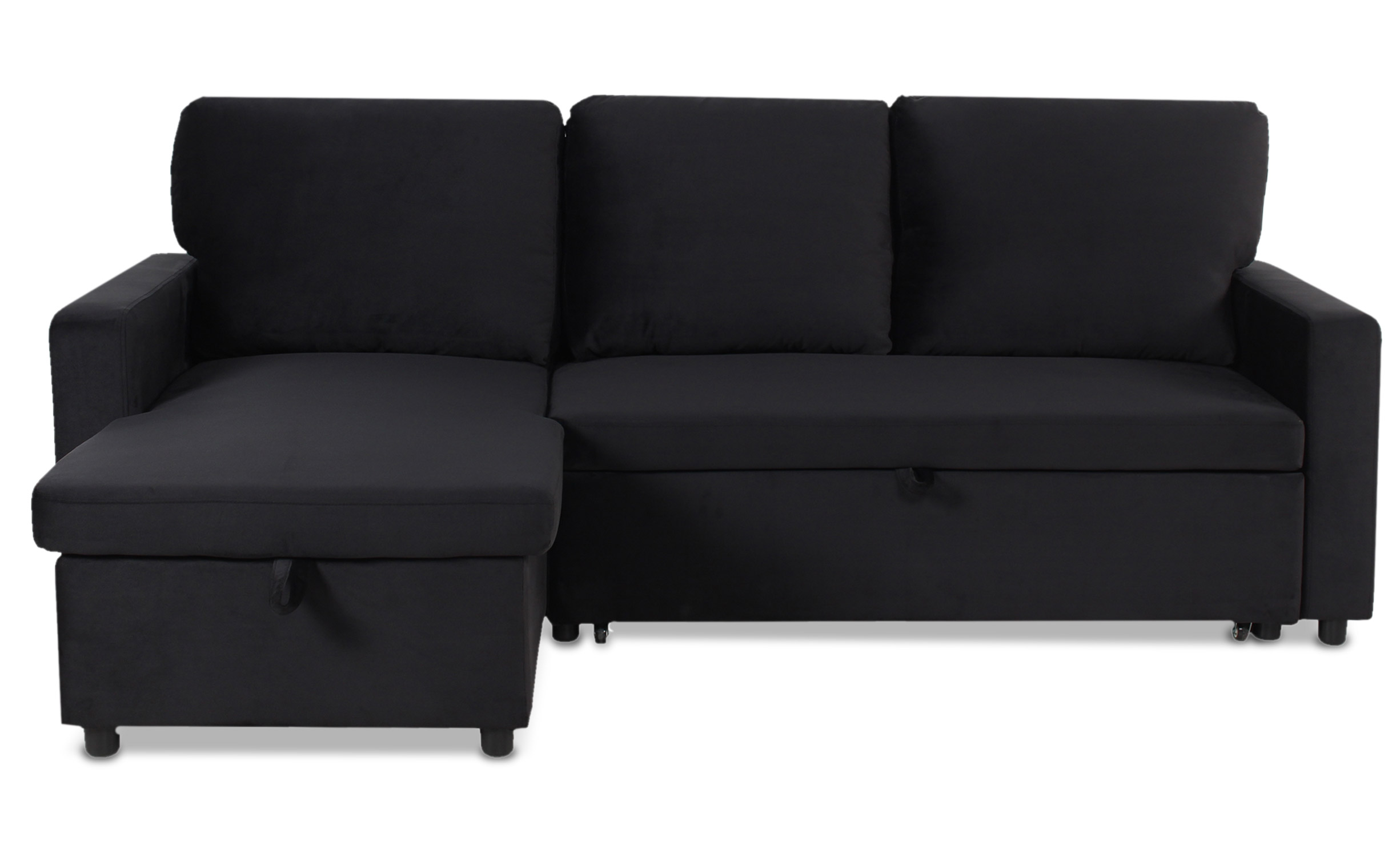 Canapé convertible avec angle réversible Baleares Velours Noir