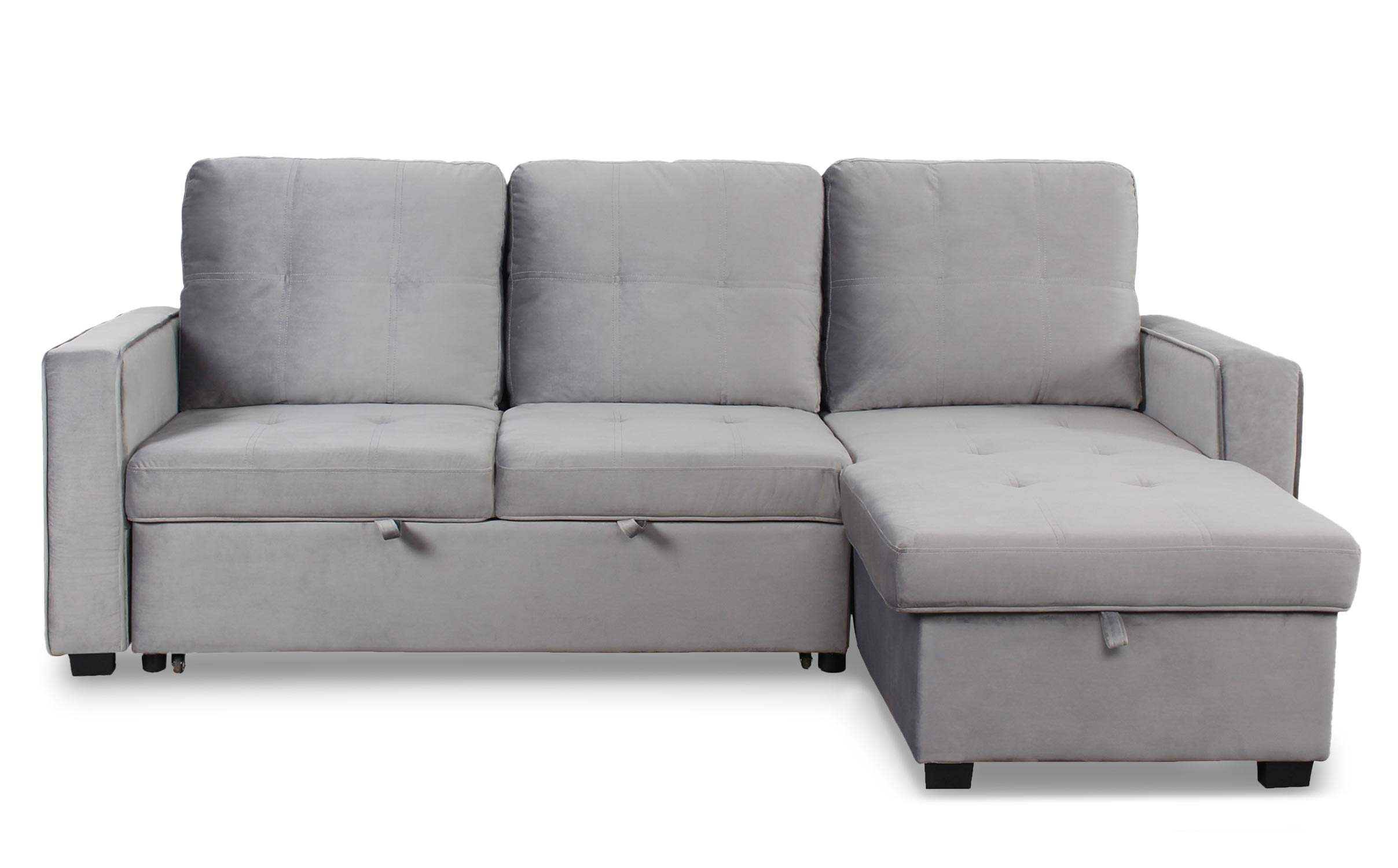 Canapé d'angle convertible moderne Delacroix Velours Argent