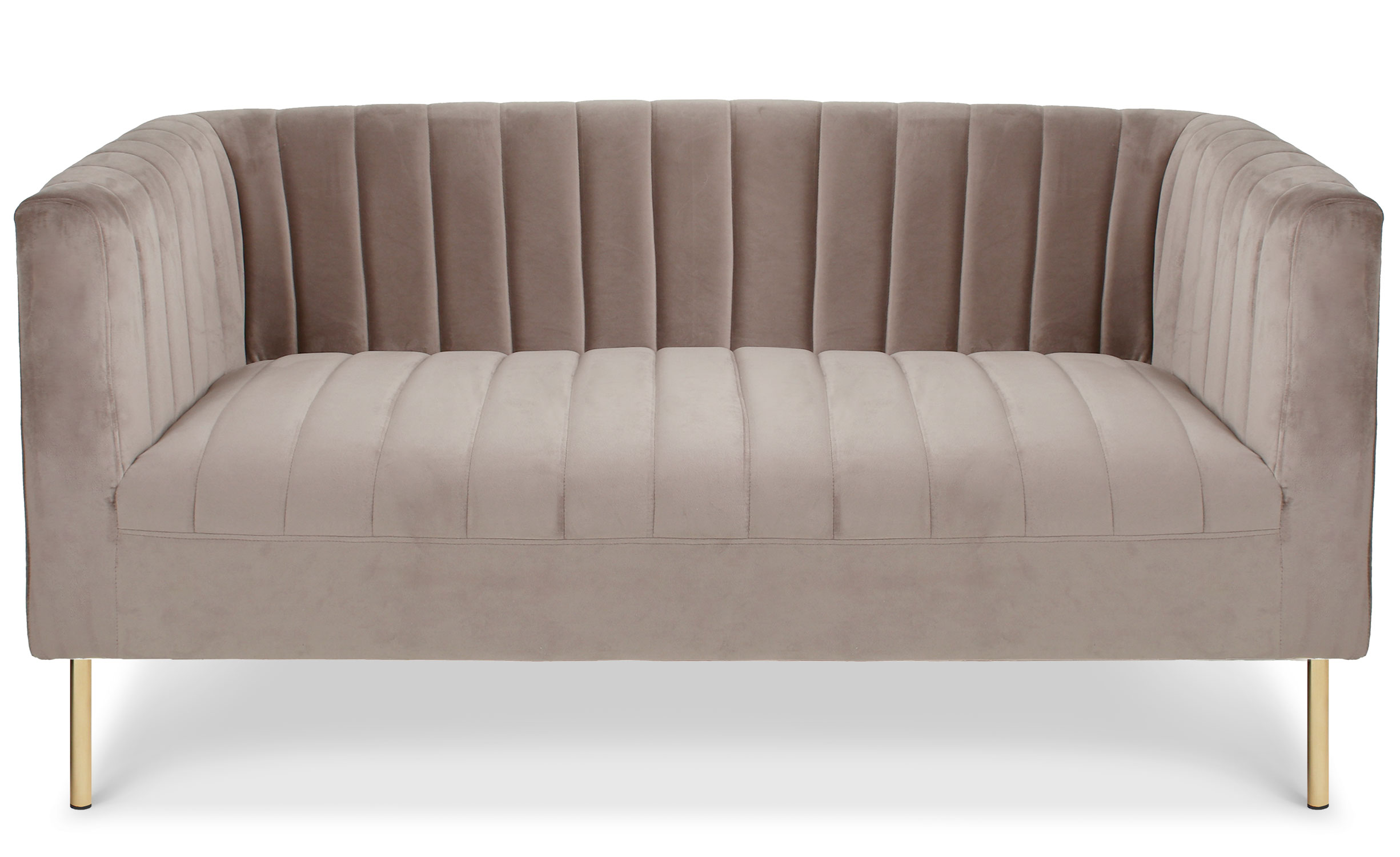 Canapé moderne 2 places à coutures verticales Sacramento Velours Taupe