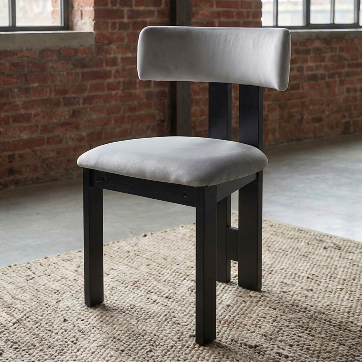 Chaise de salle à manger design Ceriz Bois noir et Velours Gris