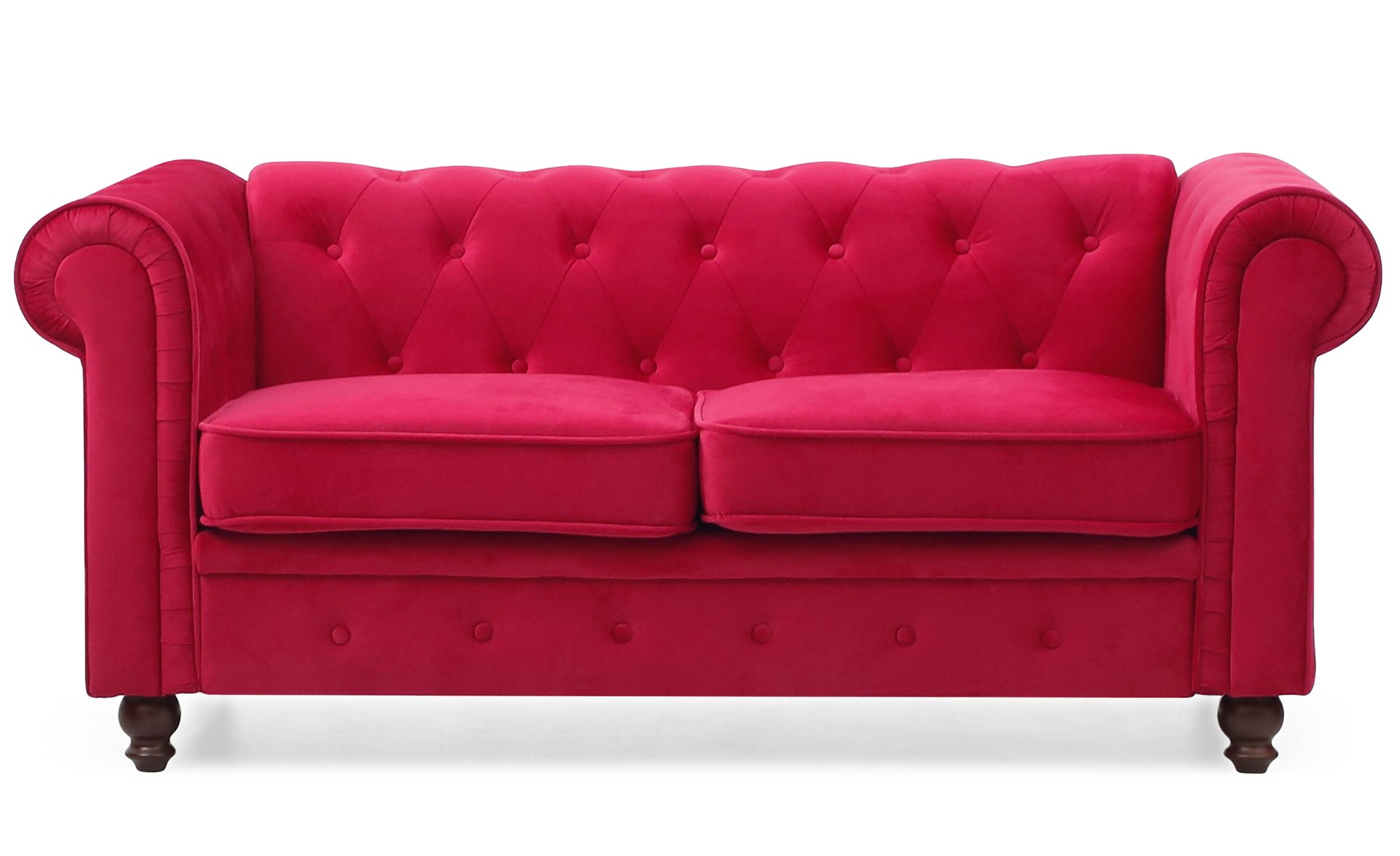 Grand canapé 2 places Chesterfield Velours Rouge