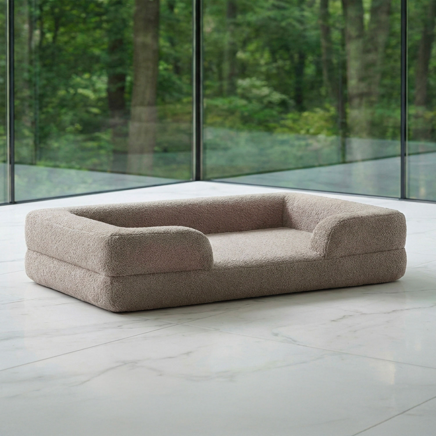 Panier pour chien et chat Chouchon 65x90cm Tissu Bouclette Taupe clair