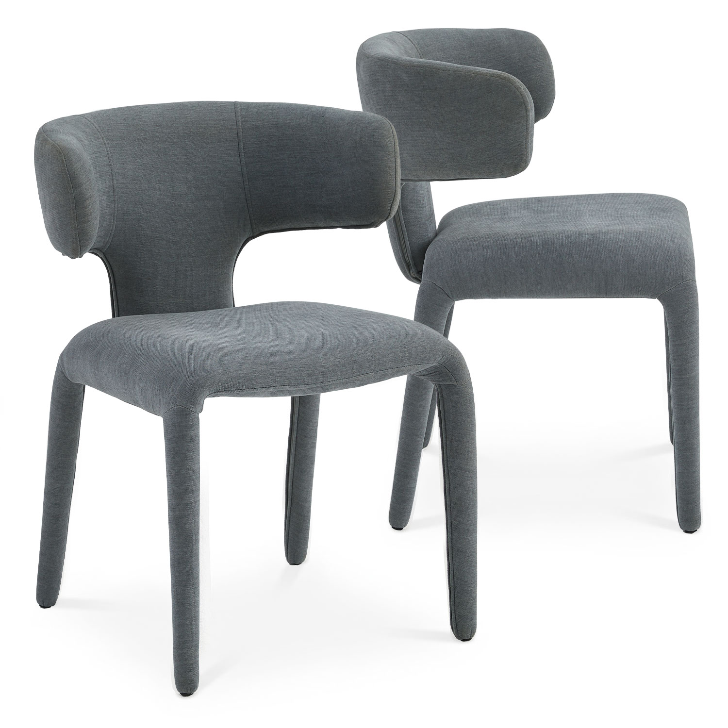 Lot de 2 chaises design dossiers arrondis Cotony Tissu Gris
