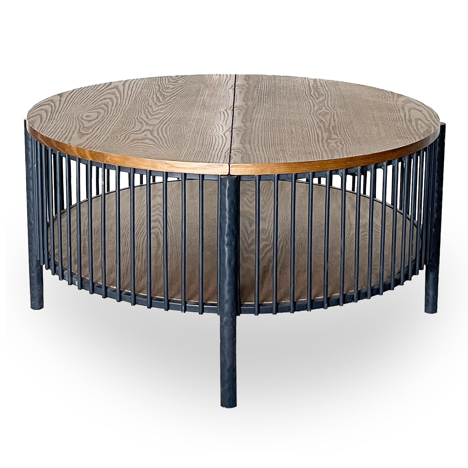 Table basse ronde avec rangement L84cm Curcuma Bois et Métal mareté Noir