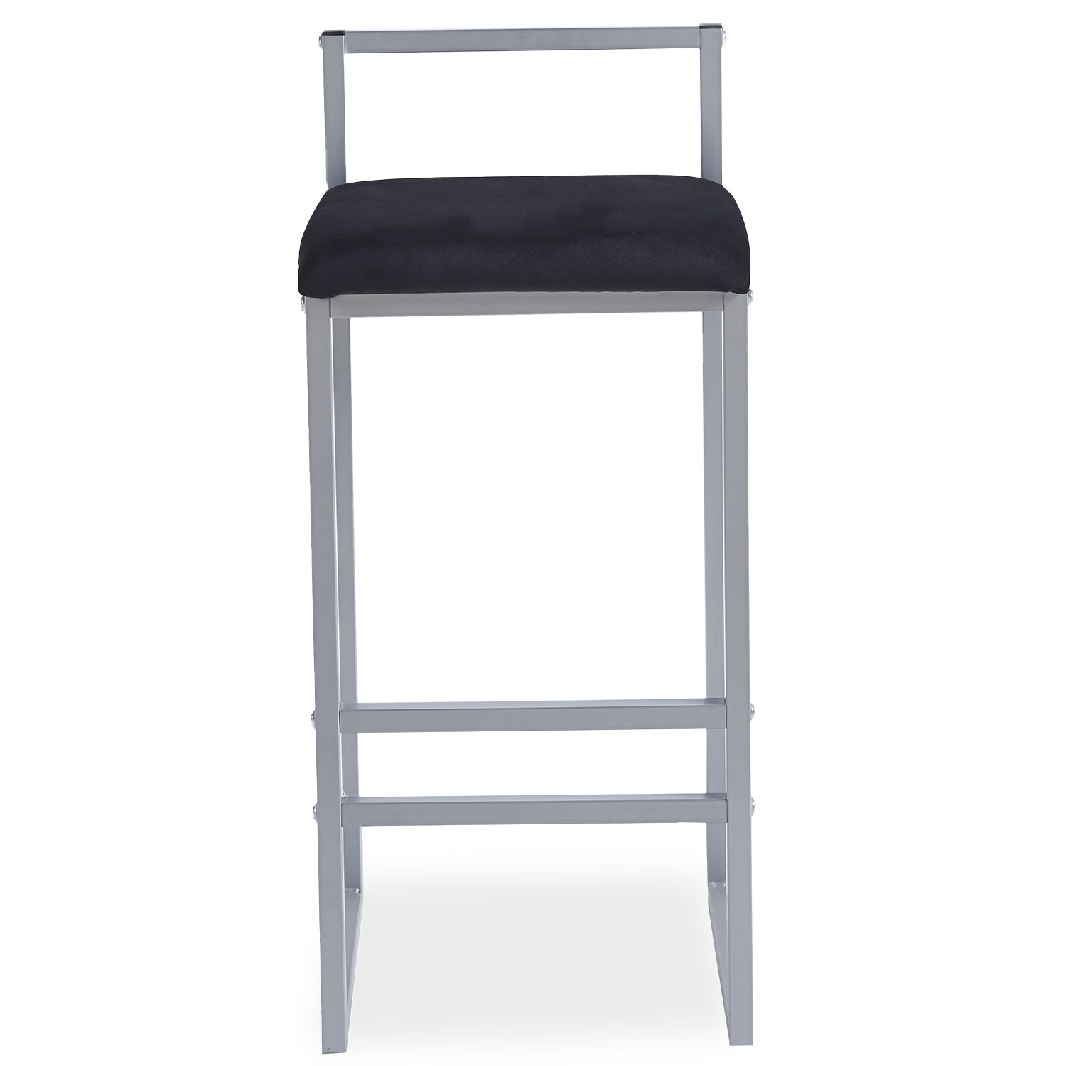 Tabouret de bar en métal Drakkar Argent et Velours Noir