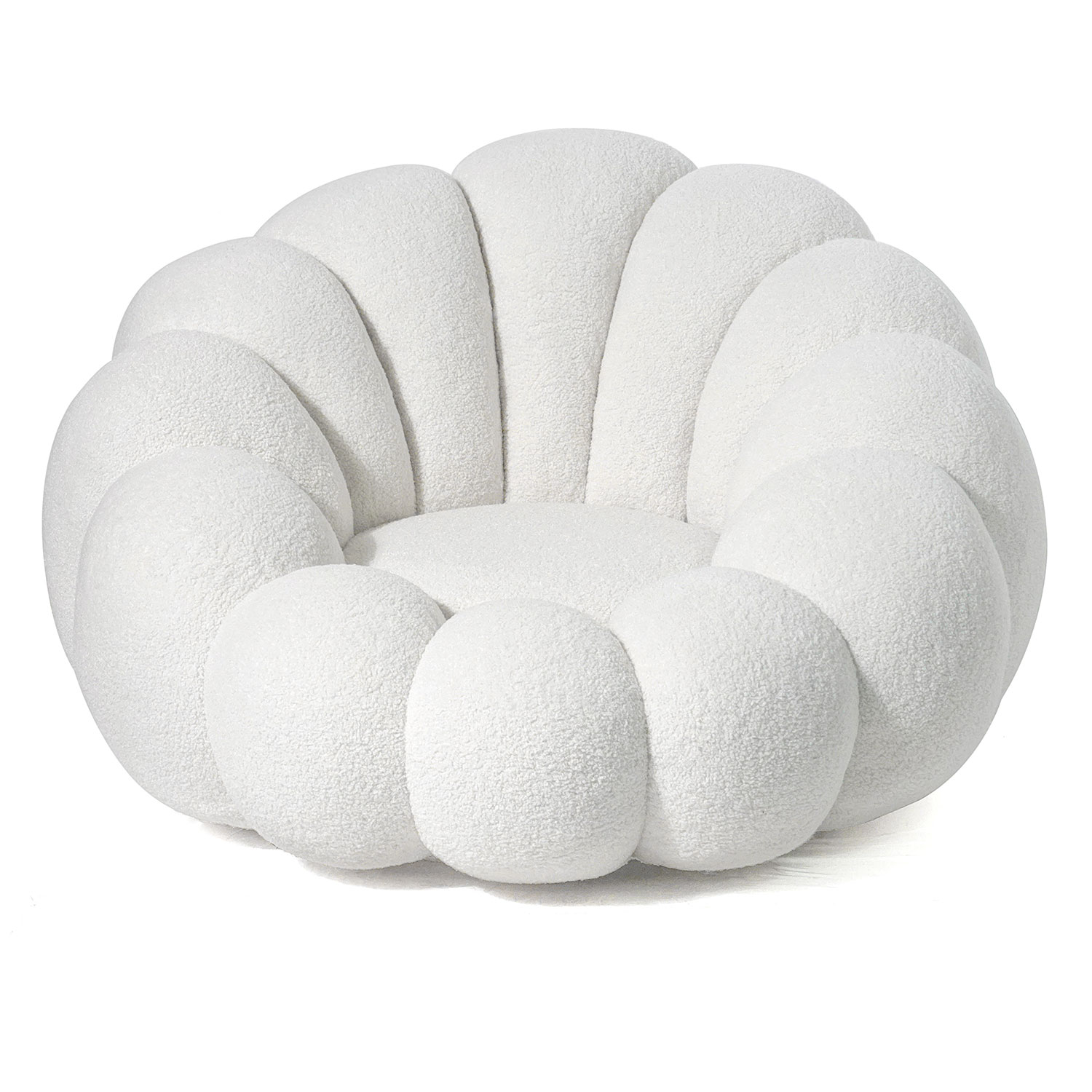 Fauteuil design coquillage Arielina Tissu bouclette Blanc