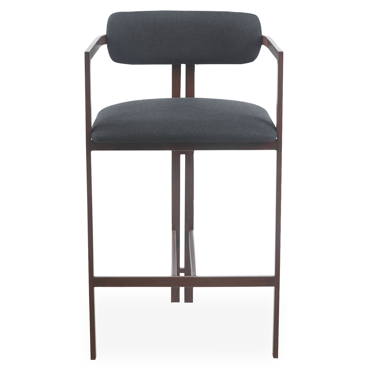 Lot de 2 chaises de bar design Galilea Métal Effet bois foncé et Tissu Anthracite