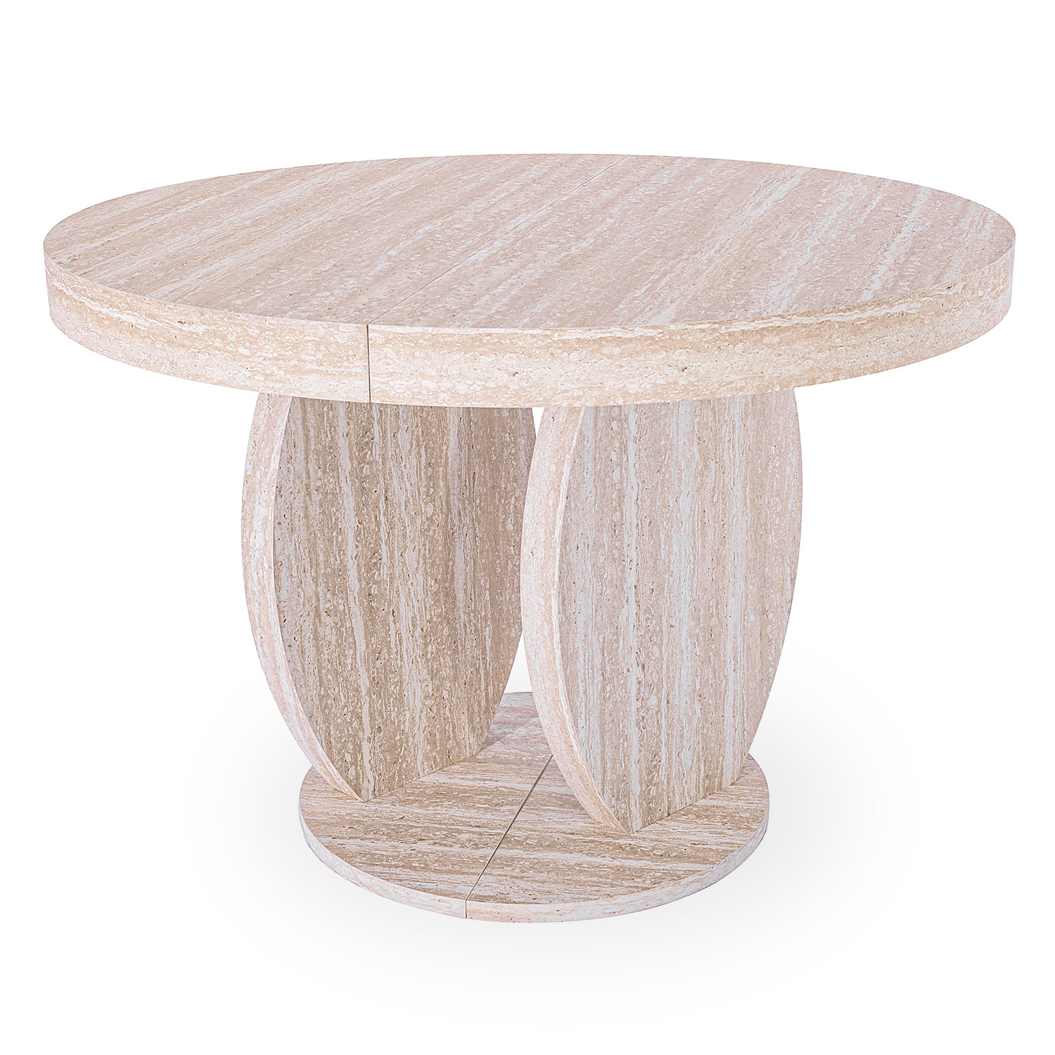 Table ovale extensible L110-260cm Icarios avec pieds design Effet travertin Beige