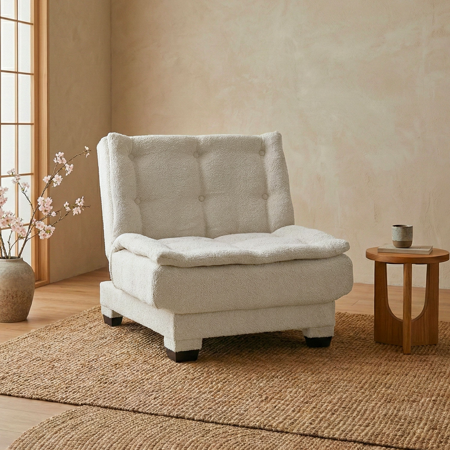 Fauteuil transformable en banquette Lefkada Tissu texturé Beige