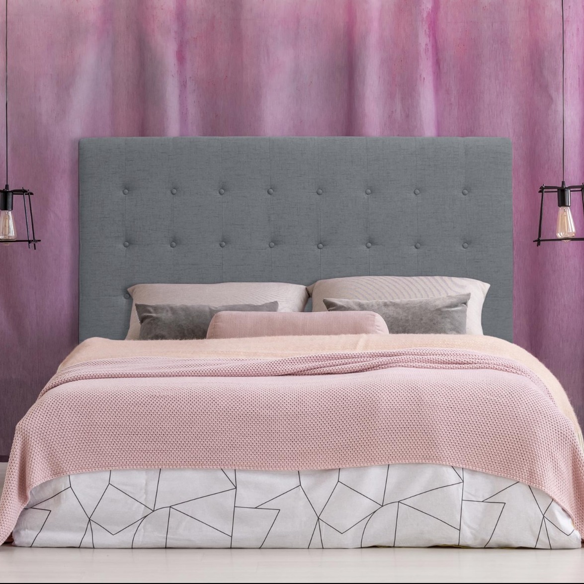Tête de lit Luxor 160cm Tissu Gris