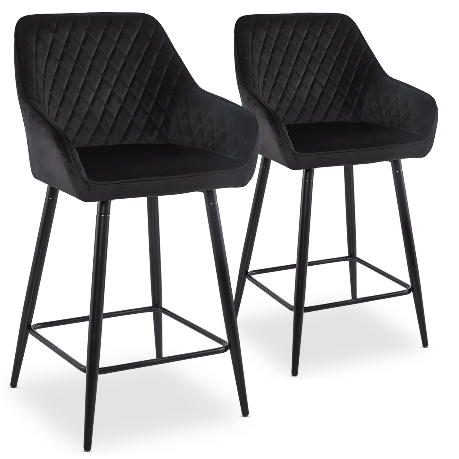 Lot de 2 chaises de bar Veronika Velours Noir