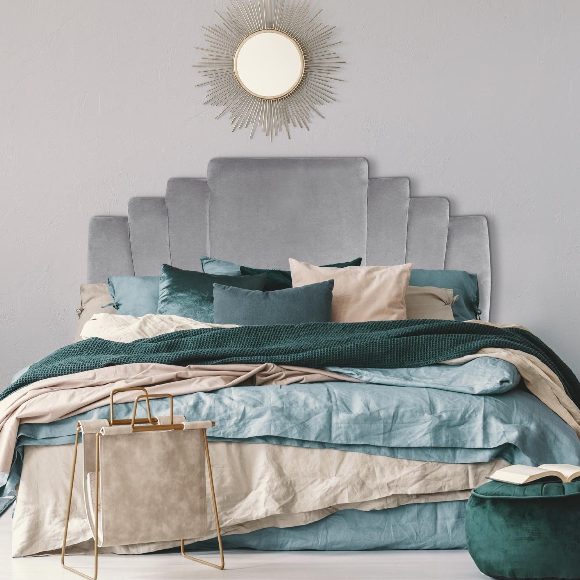 Tête de lit Arena 160 cm Velours Argent