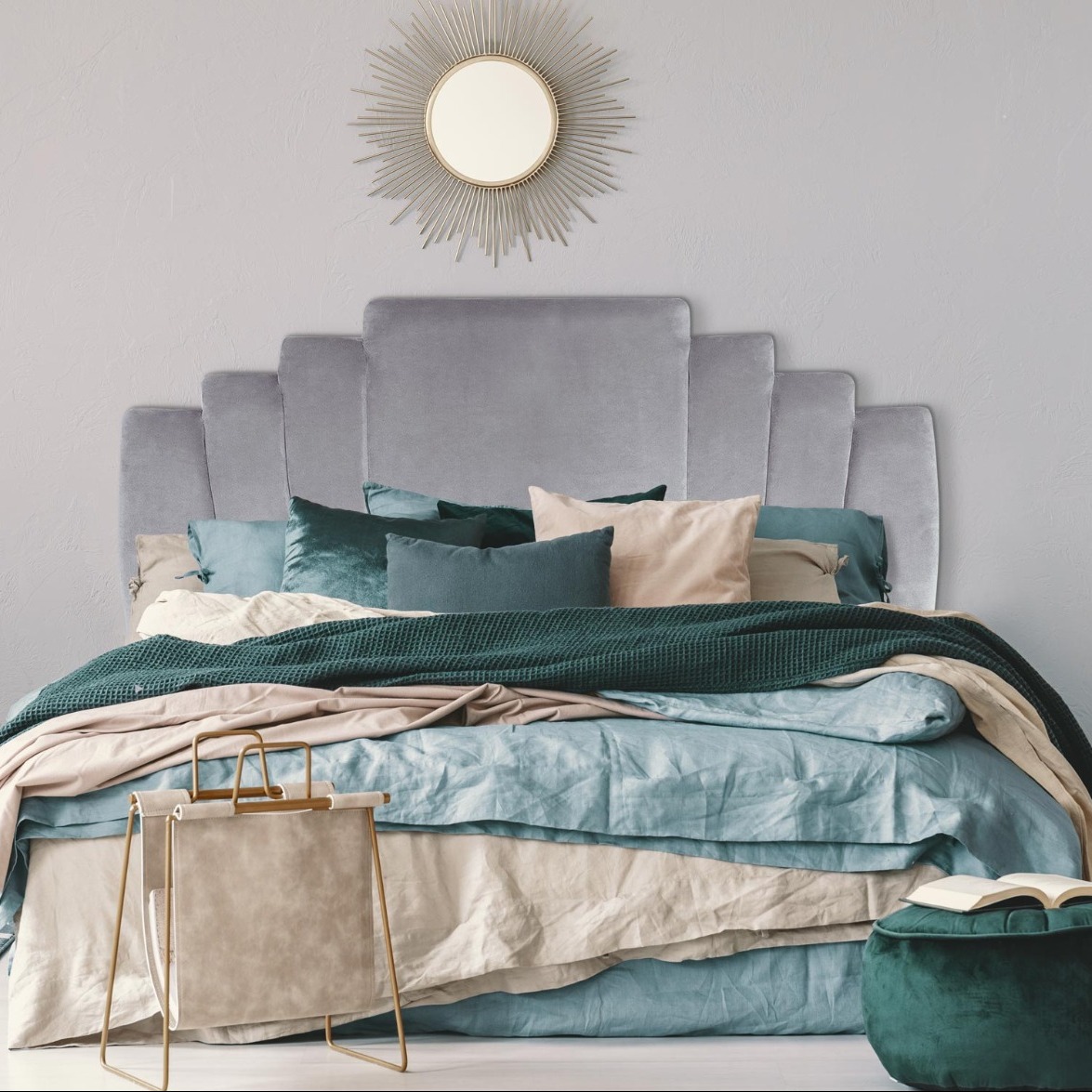 Tête de lit Arena 180 cm Velours Argent