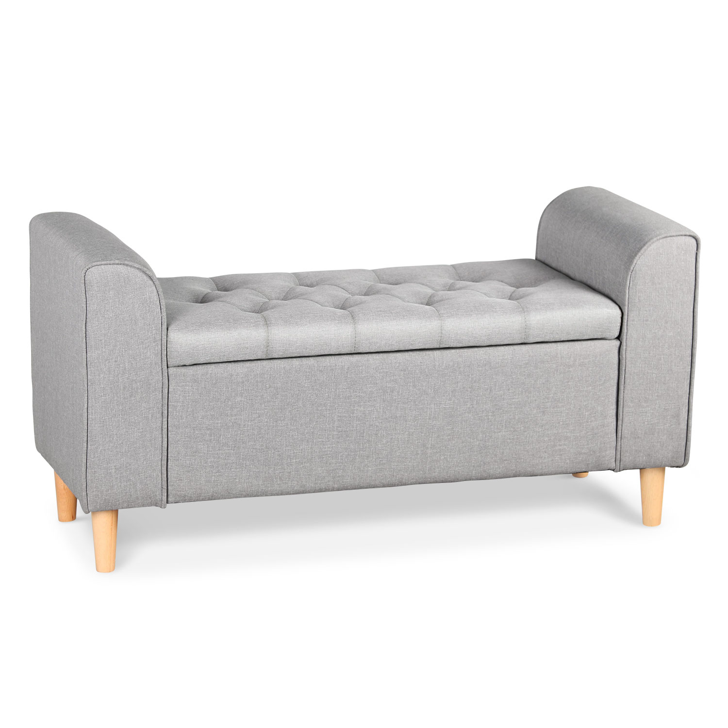Banc coffre Winnie Tissu Gris clair