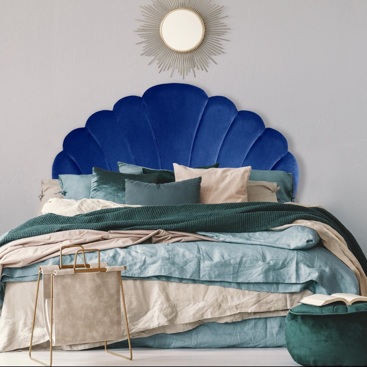 Tête de lit Mermaid 140 cm Velours Bleu