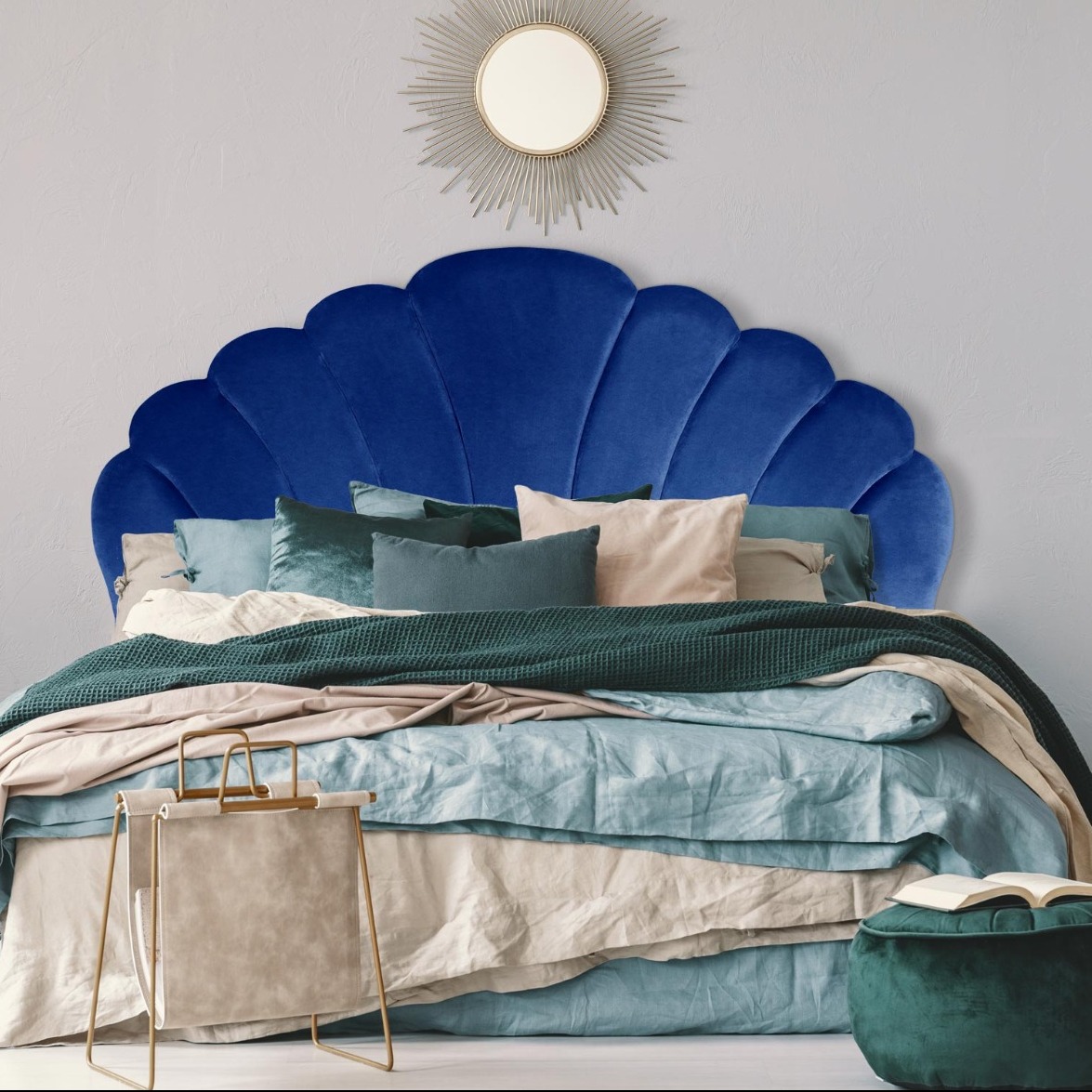 Tête de lit Mermaid 180 cm Velours Bleu