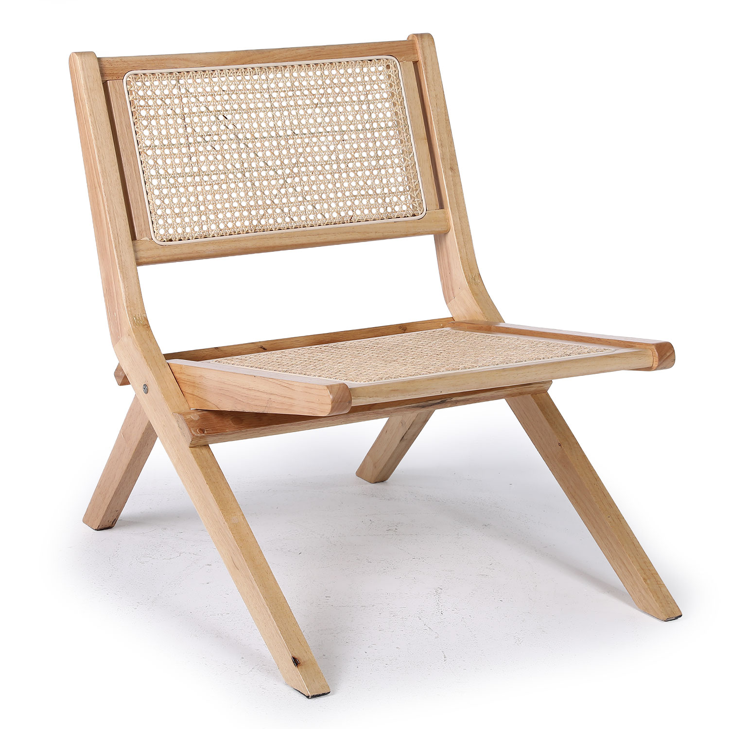 Chaise pliante Masdam Bois massif naturel et cannage en rotin