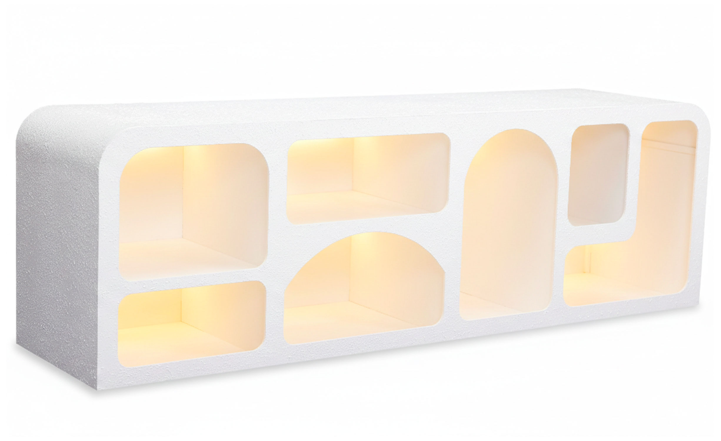 Buffet bas L160cm design arches avec LED intégrées Navalor Blanc