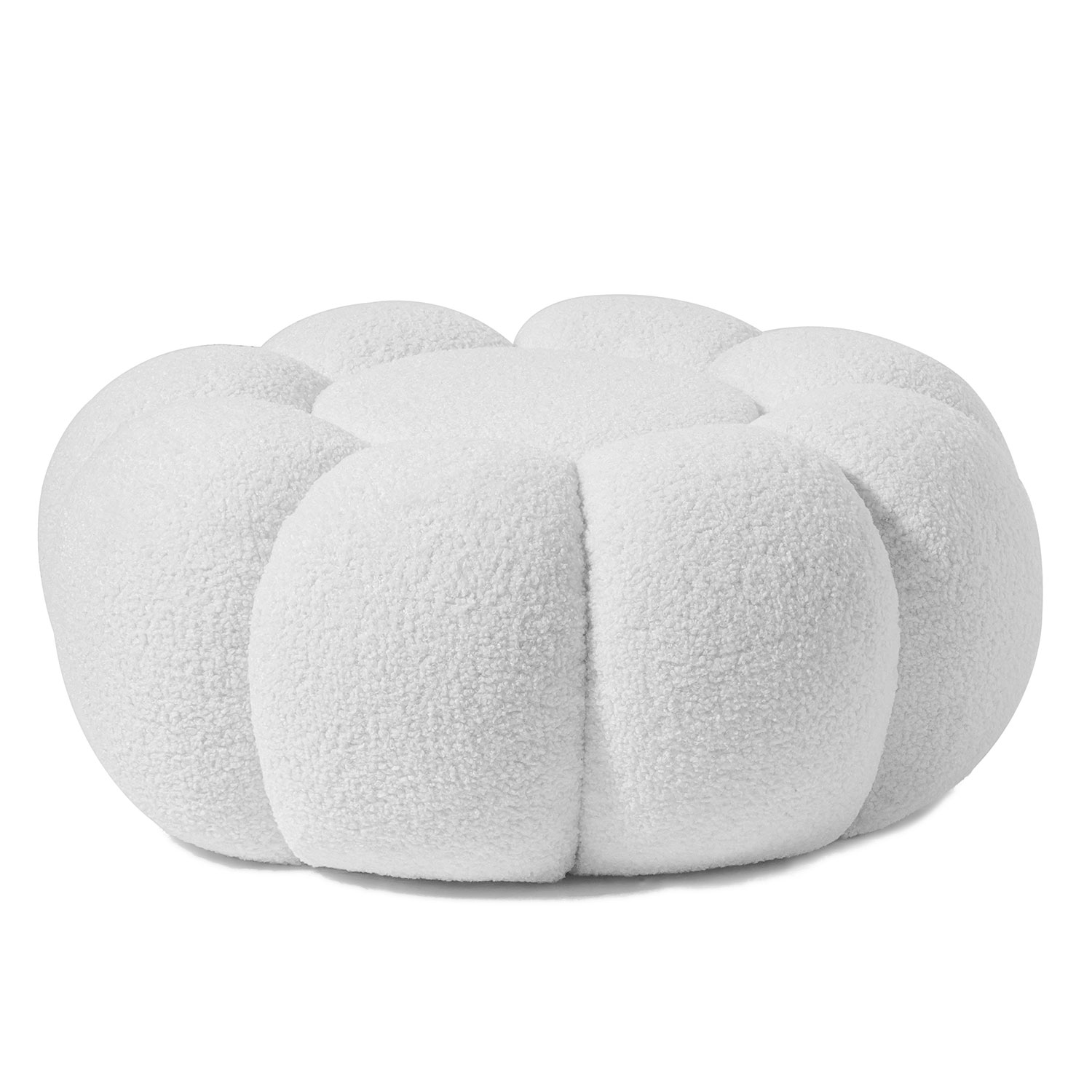 Pouf design fleur Arielina Tissu bouclette Blanc