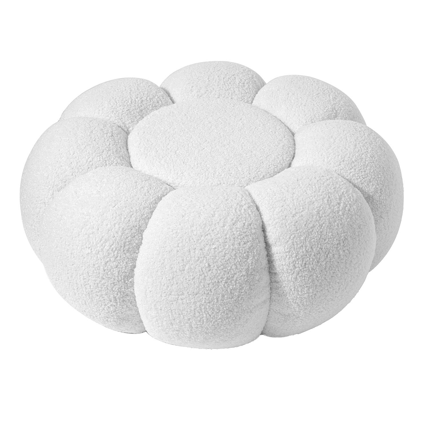 Pouf design fleur Arielina Tissu bouclette Blanc